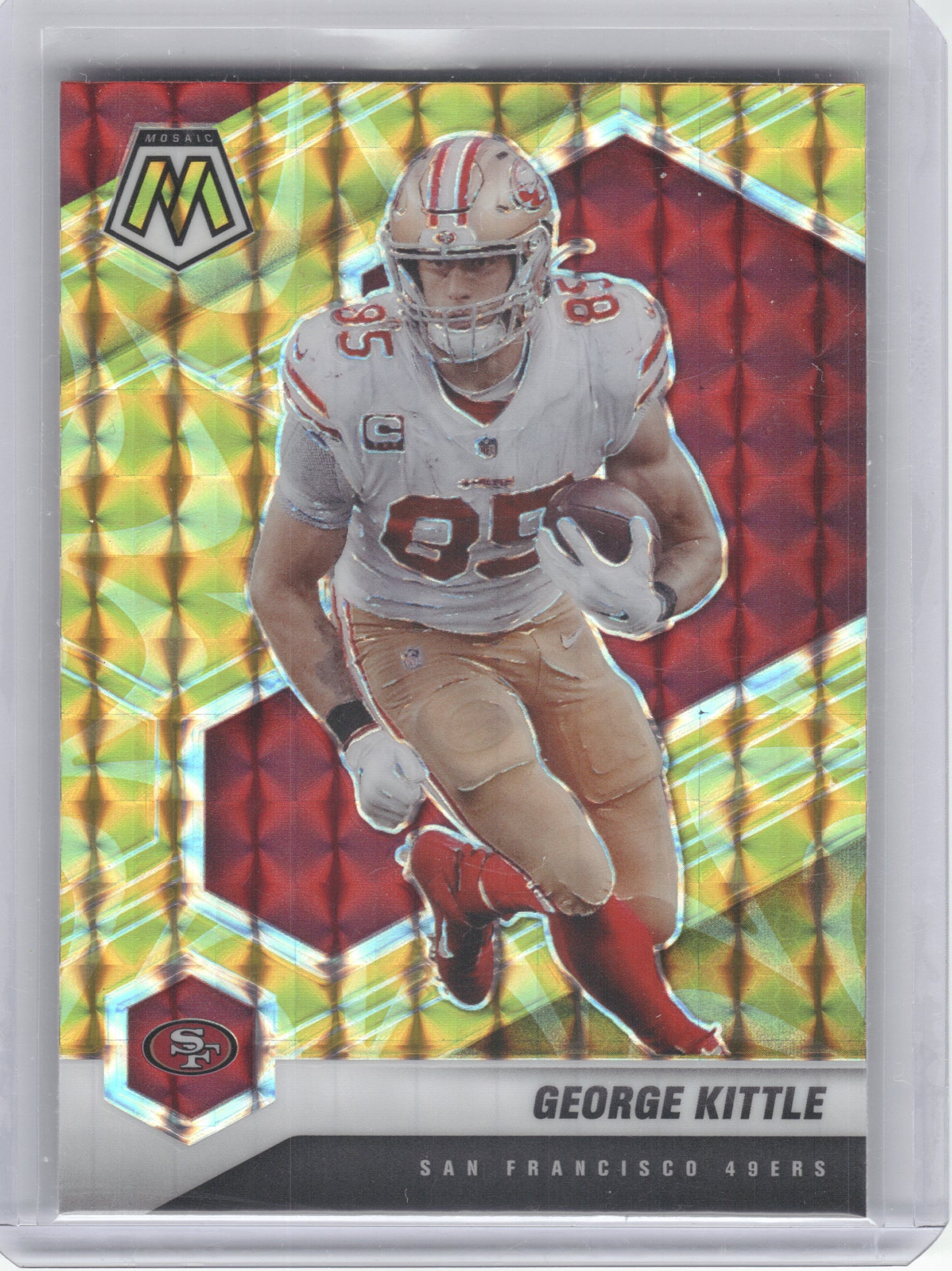 2021 Panini Mosaic #176 George Kittle Prizm Reactive Yellow San Francisco 49ers