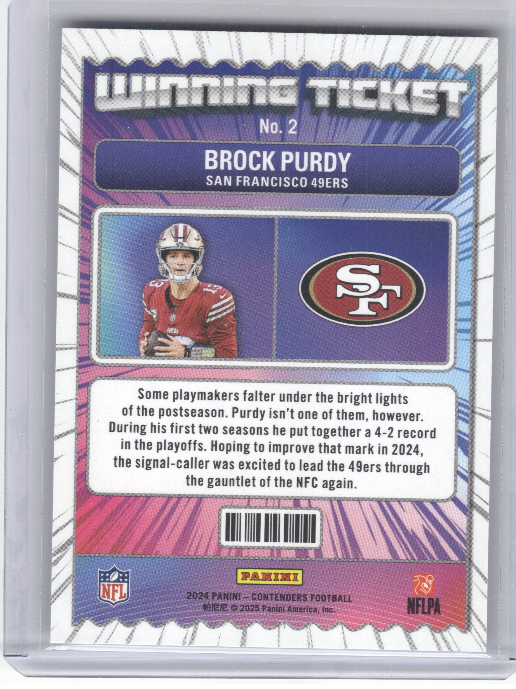 2024 Panini Contenders #2 Brock Purdy Winning Ticket San Francisco 49ers