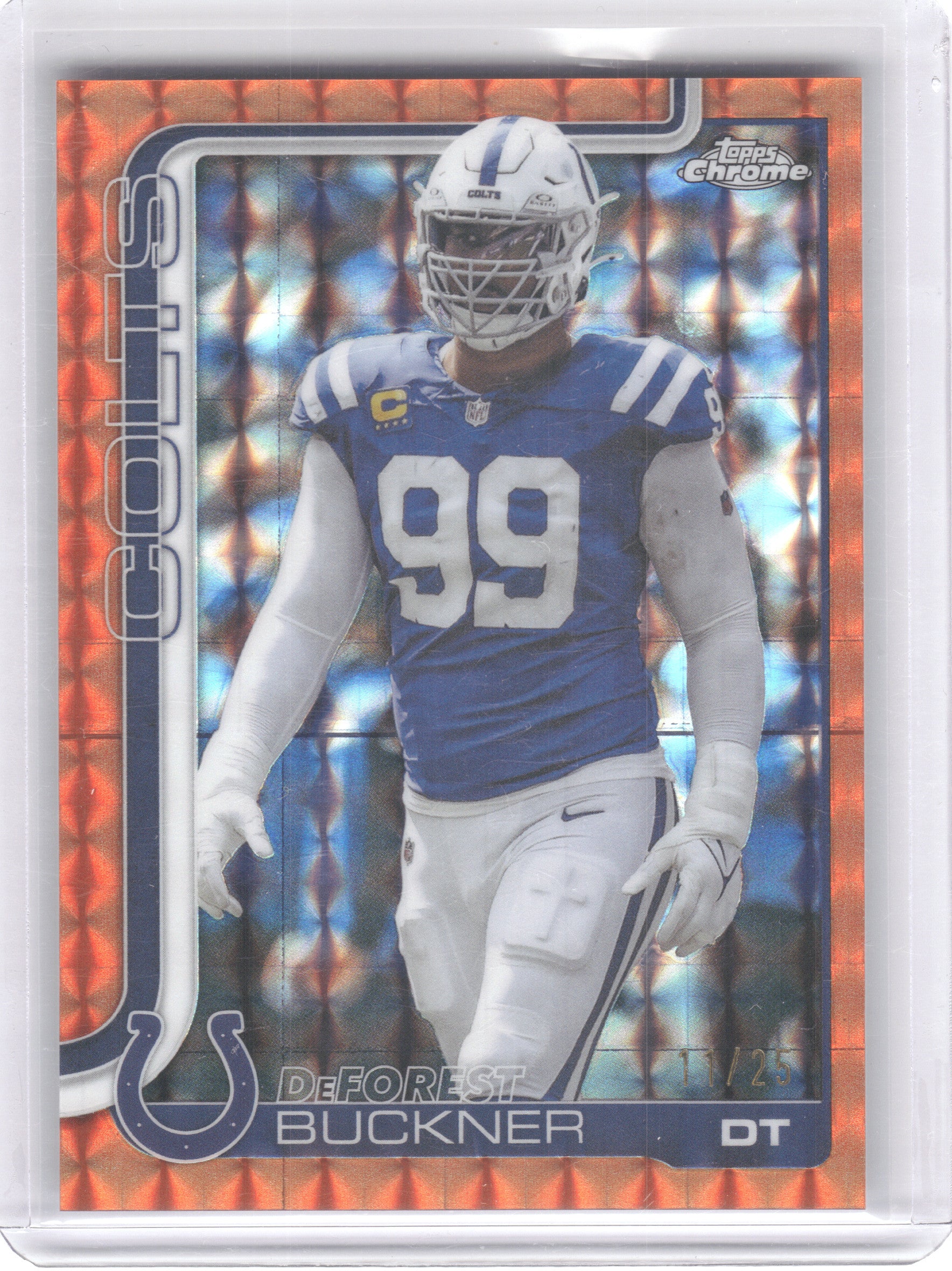 2025 Topps Chrome #133 DeForest Buckner Orange Geometric Refractor #/25 Indianapolis Colts SN