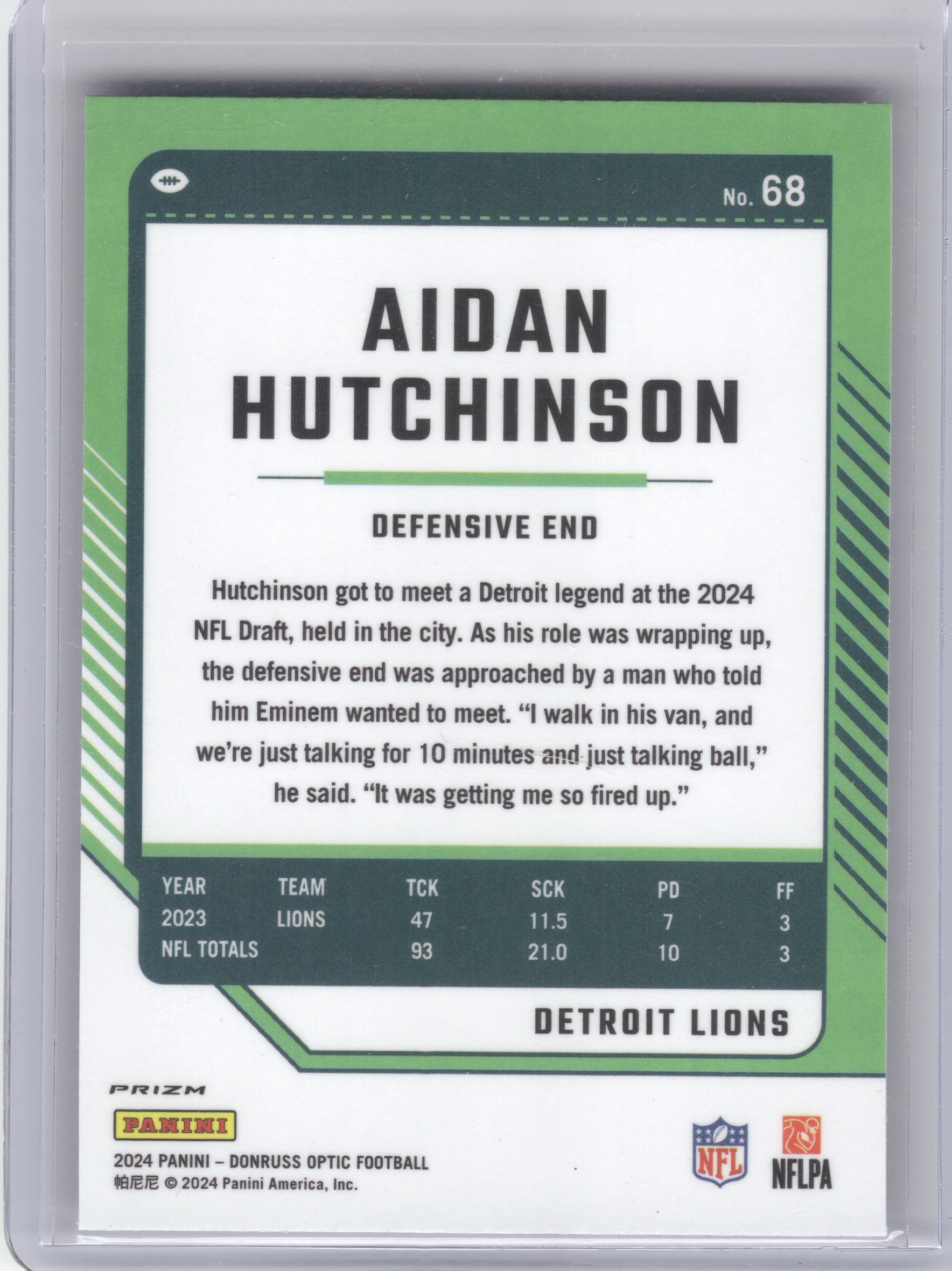 2024 Donruss Optic #68 Aidan Hutchinson Rocket Detroit Lions