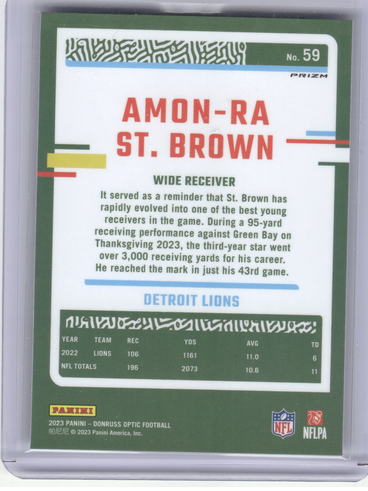 2023 Donruss Optic #59 Amon-Ra St. Brown Holo Detroit Lions