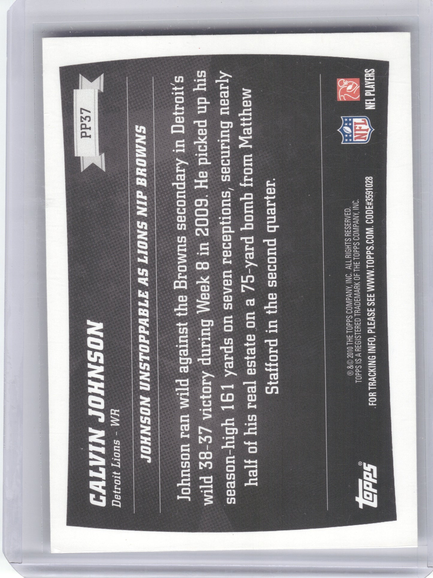 2010 Topps #PP37 Calvin Johnson Peak Performance Detroit Lions
