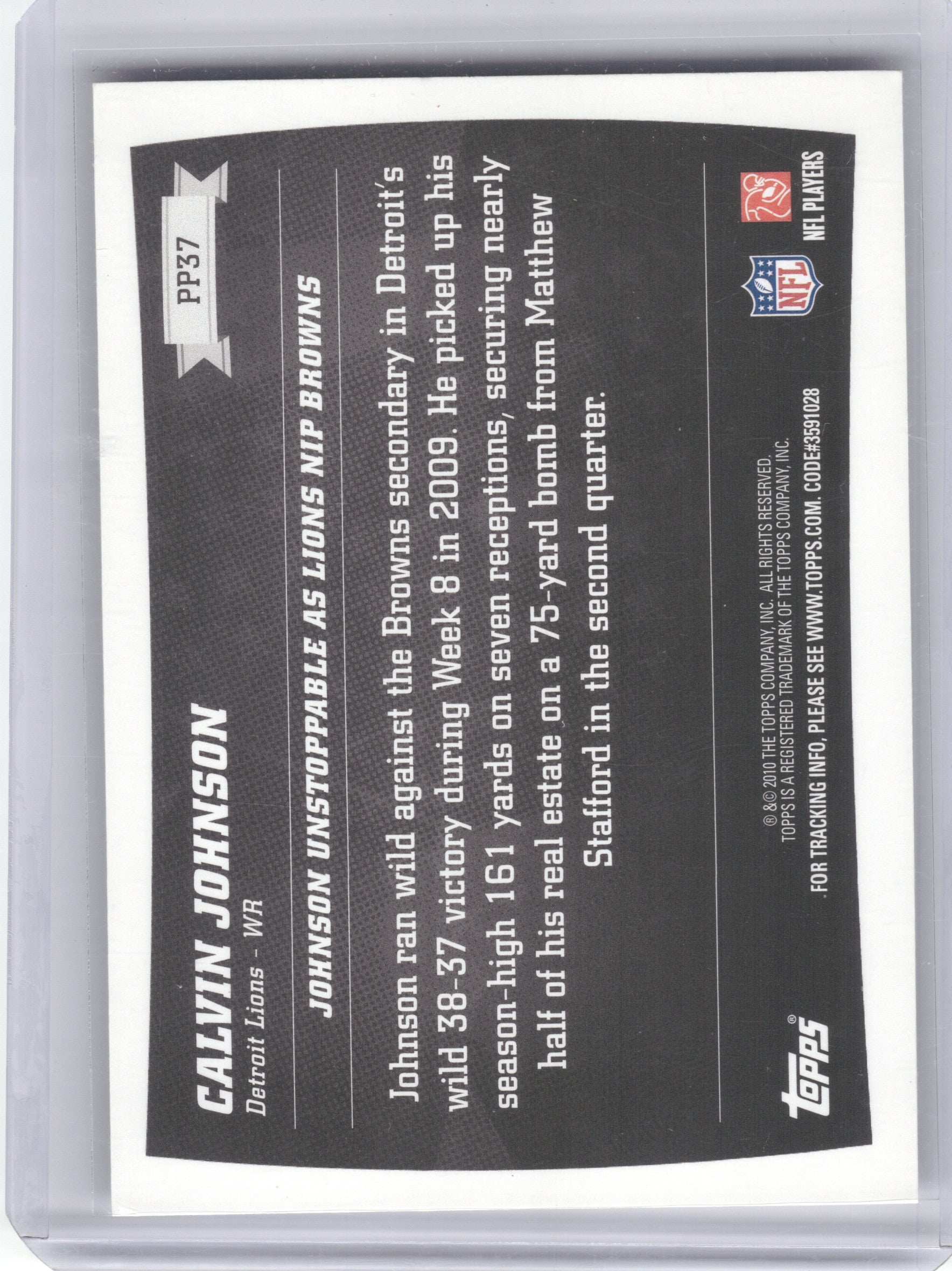 2010 Topps #PP37 Calvin Johnson Peak Performance Detroit Lions