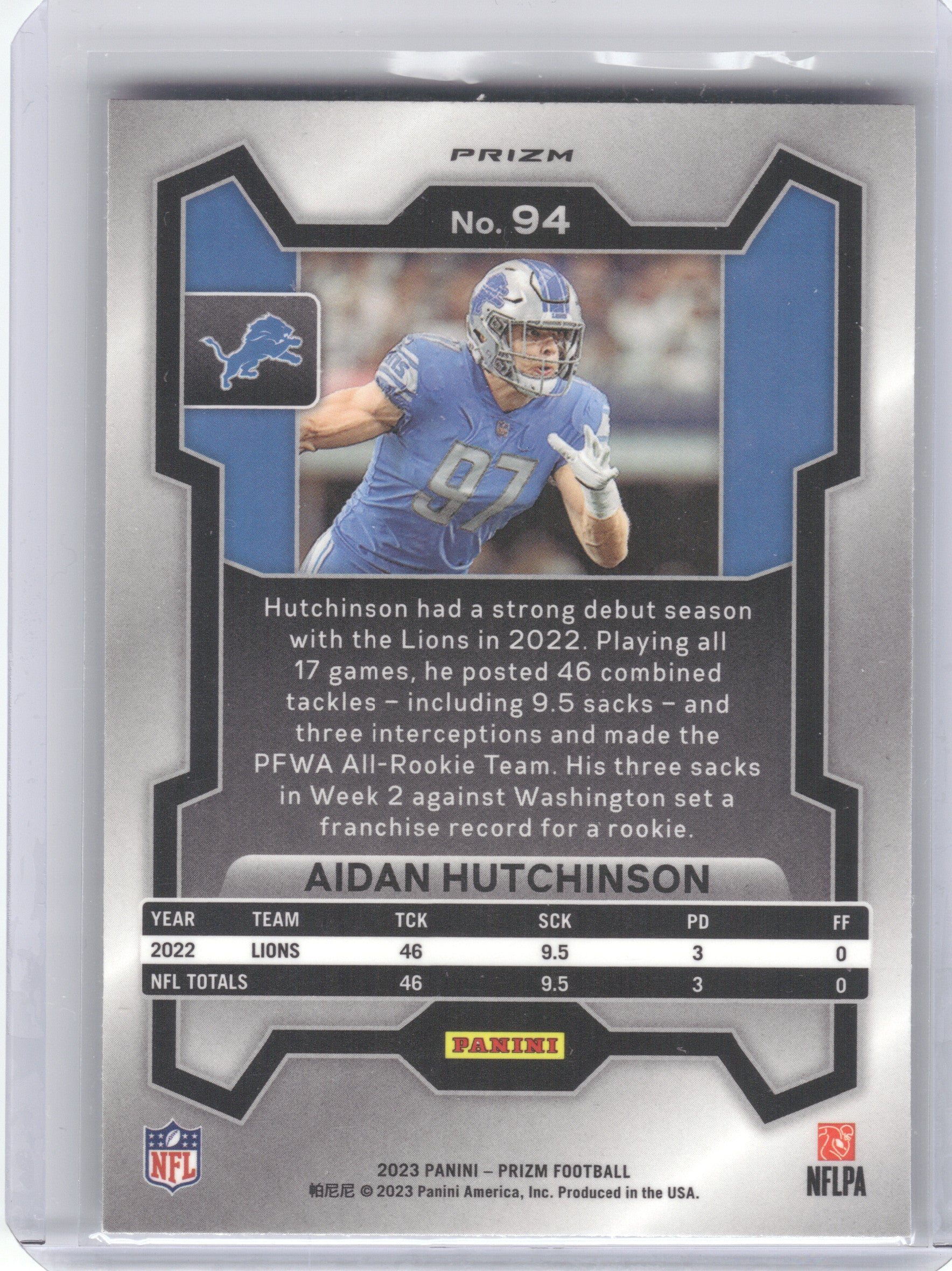 2023 Panini Prizm #94 Aidan Hutchinson Silver Detroit Lions