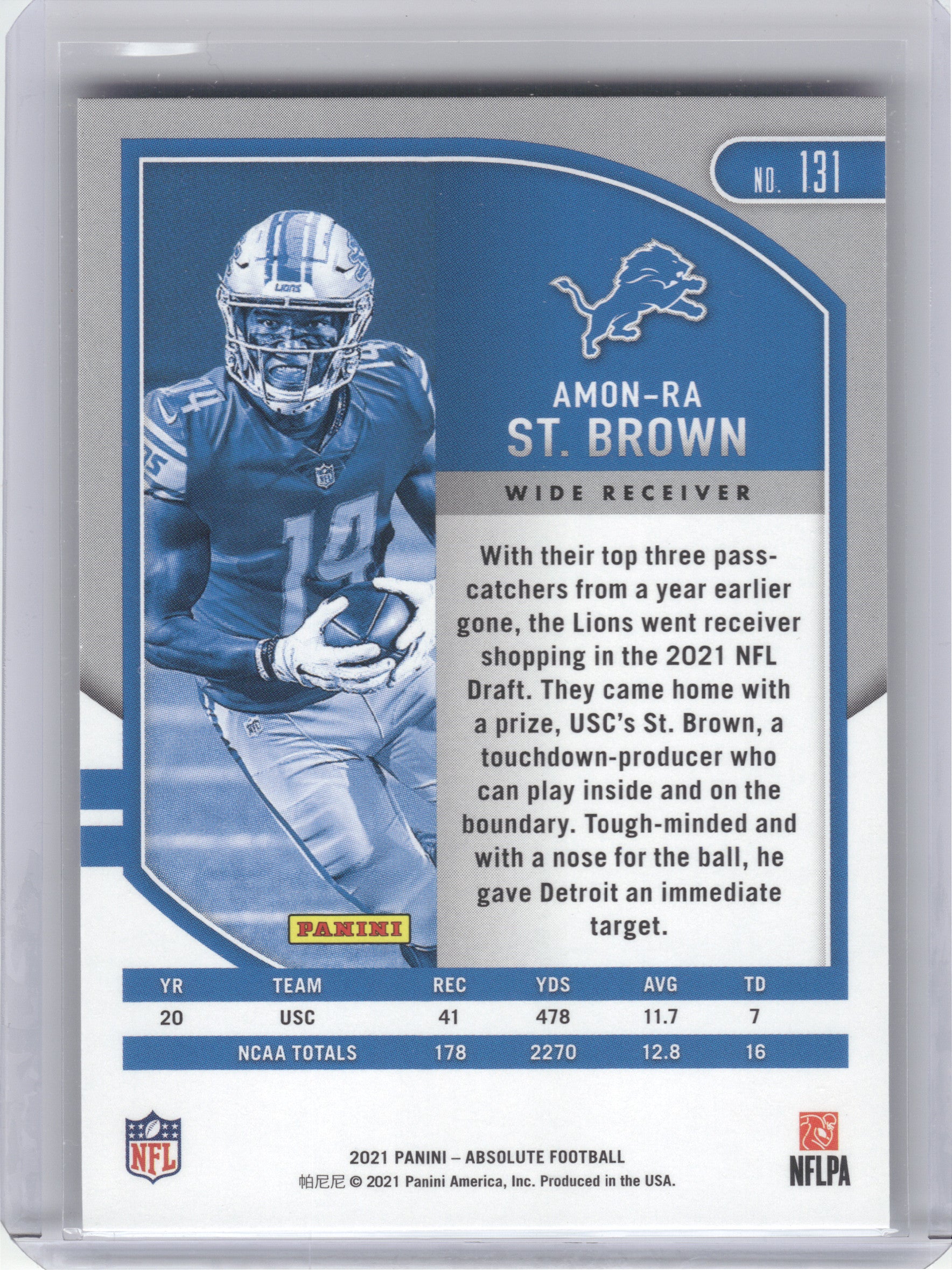 2021 Panini Absolute #131 Amon-Ra St. Brown Retail Detroit Lions RC
