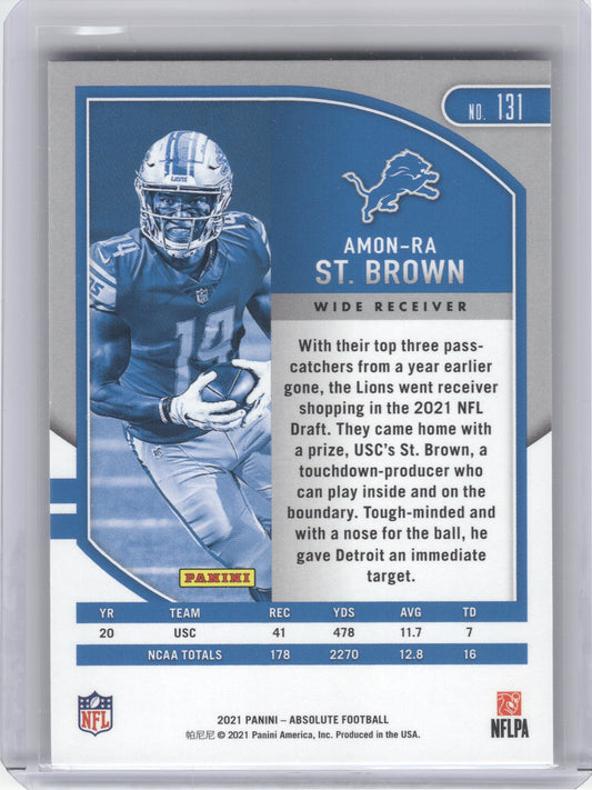 2021 Panini Absolute #131 Amon-Ra St. Brown Retail Detroit Lions RC