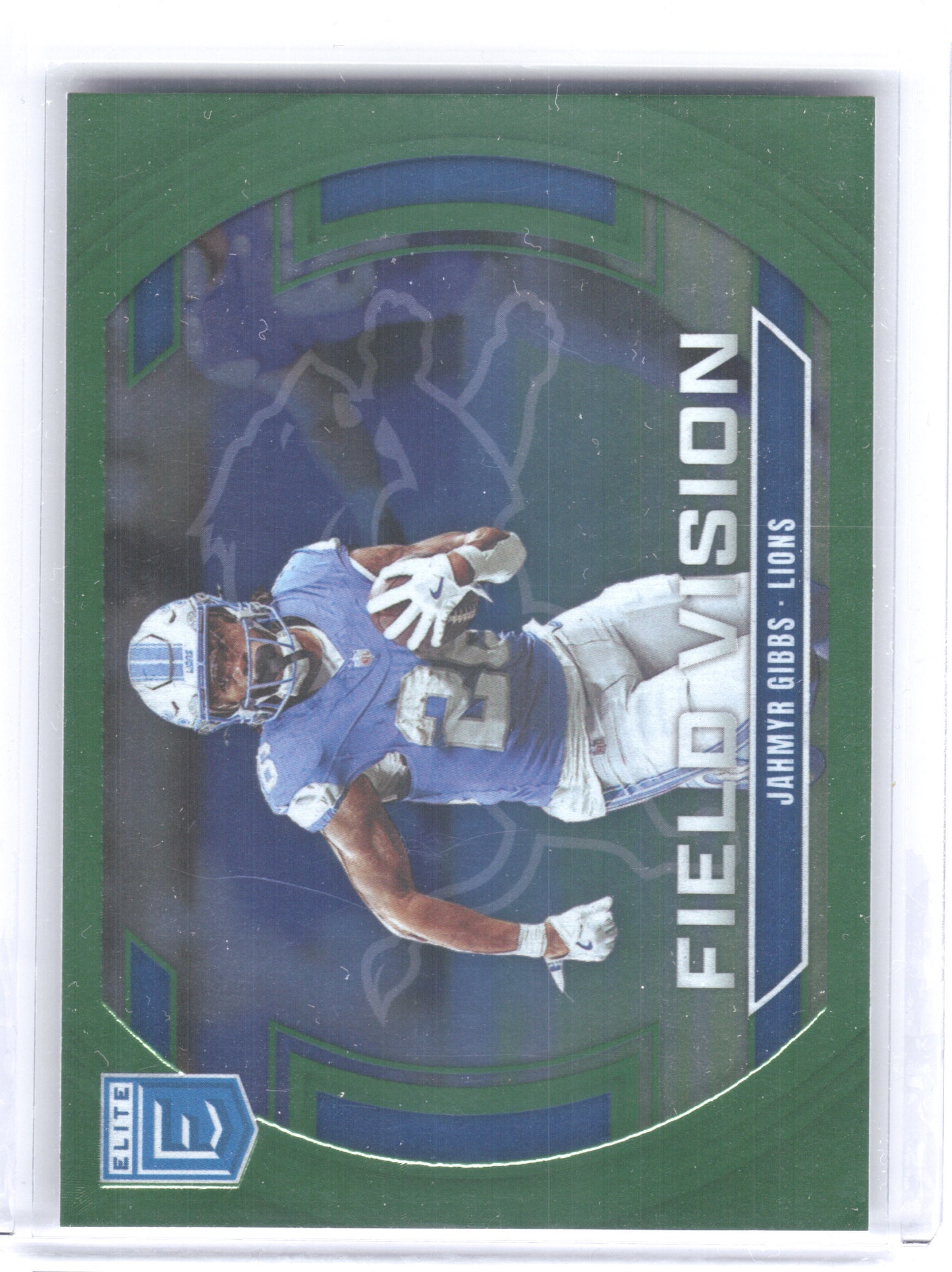 2025 Donruss Elite #8 Jahmyr Gibbs Field Vision Green Detroit Lions
