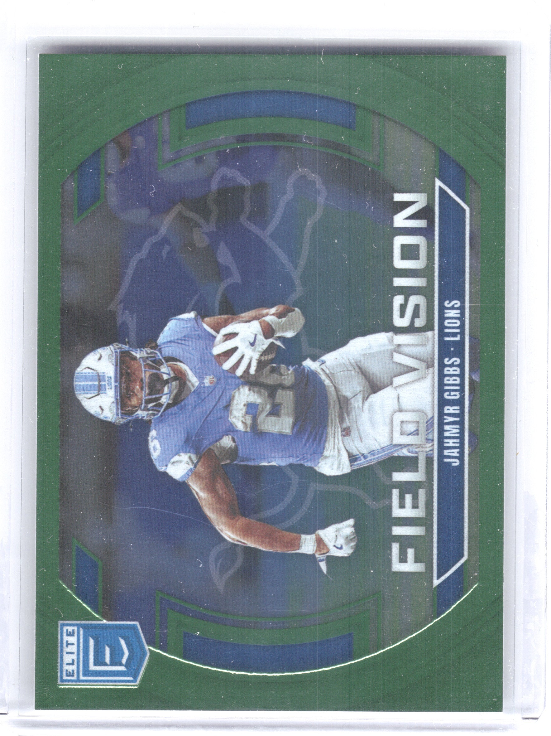 2025 Donruss Elite #8 Jahmyr Gibbs Field Vision Green Detroit Lions