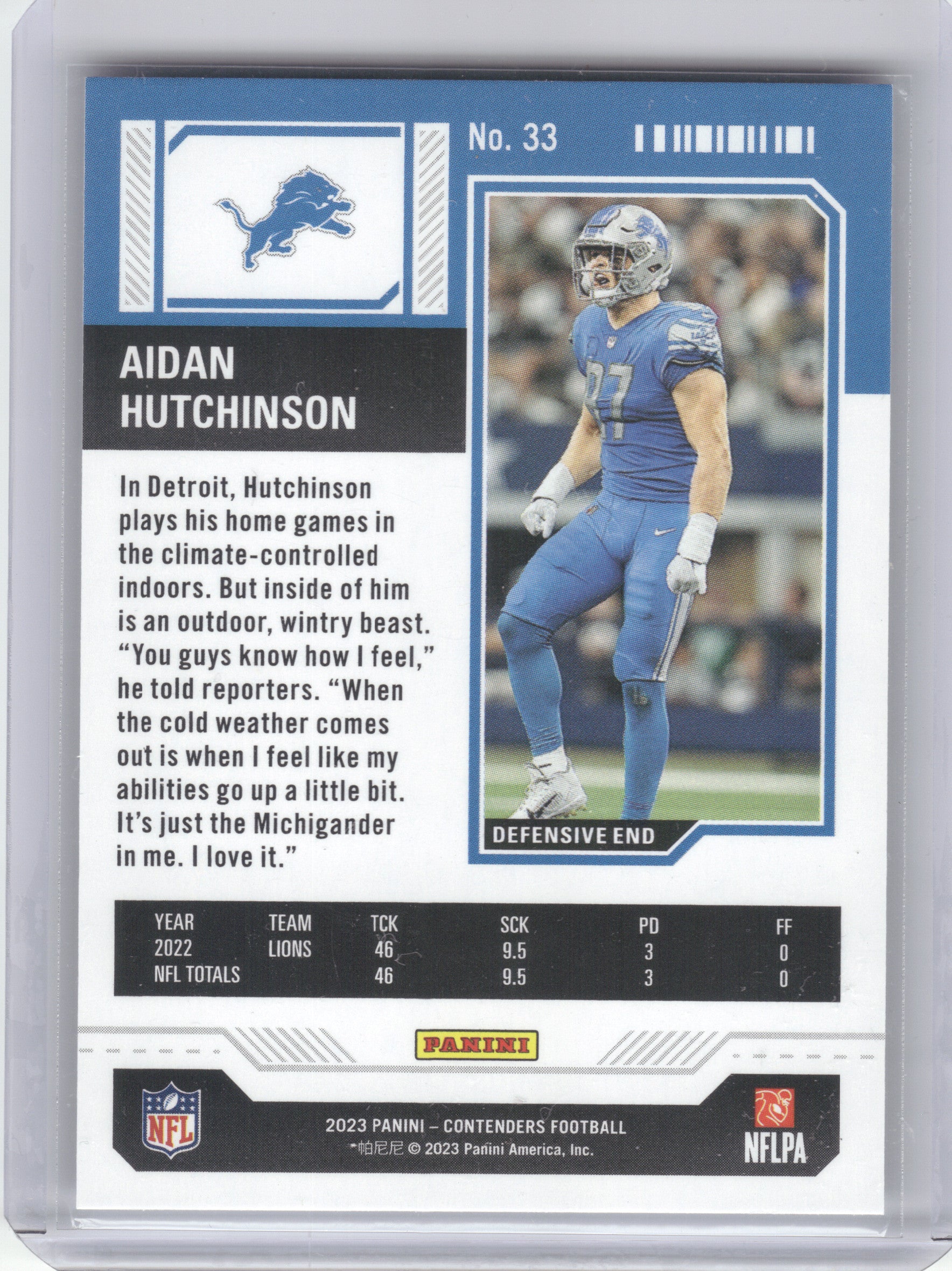 2023 Panini Contenders #33 Aidan Hutchinson Mojo Detroit Lions