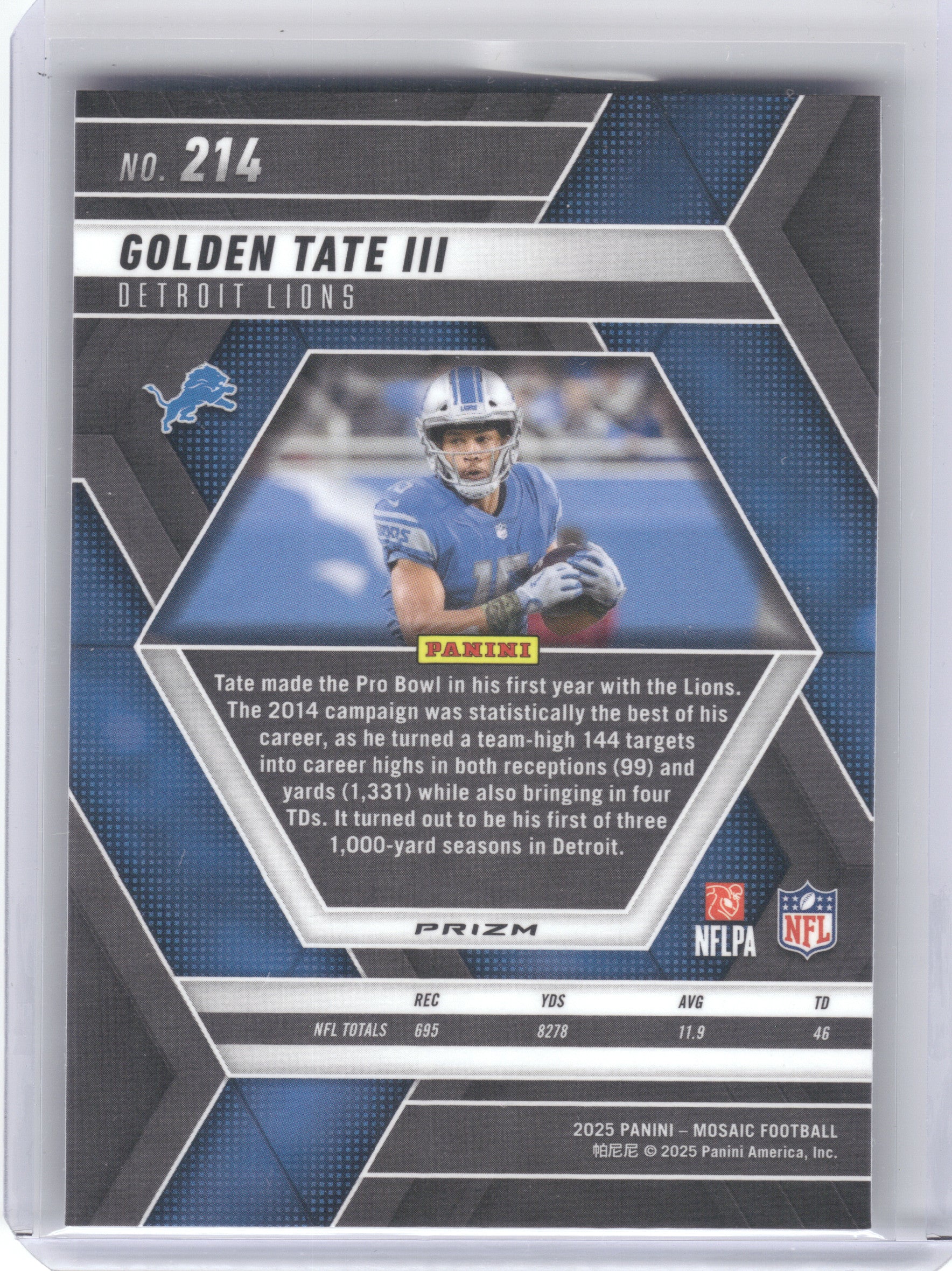 2025 Panini Mosaic #214 Golden Tate III Mosaic Detroit Lions