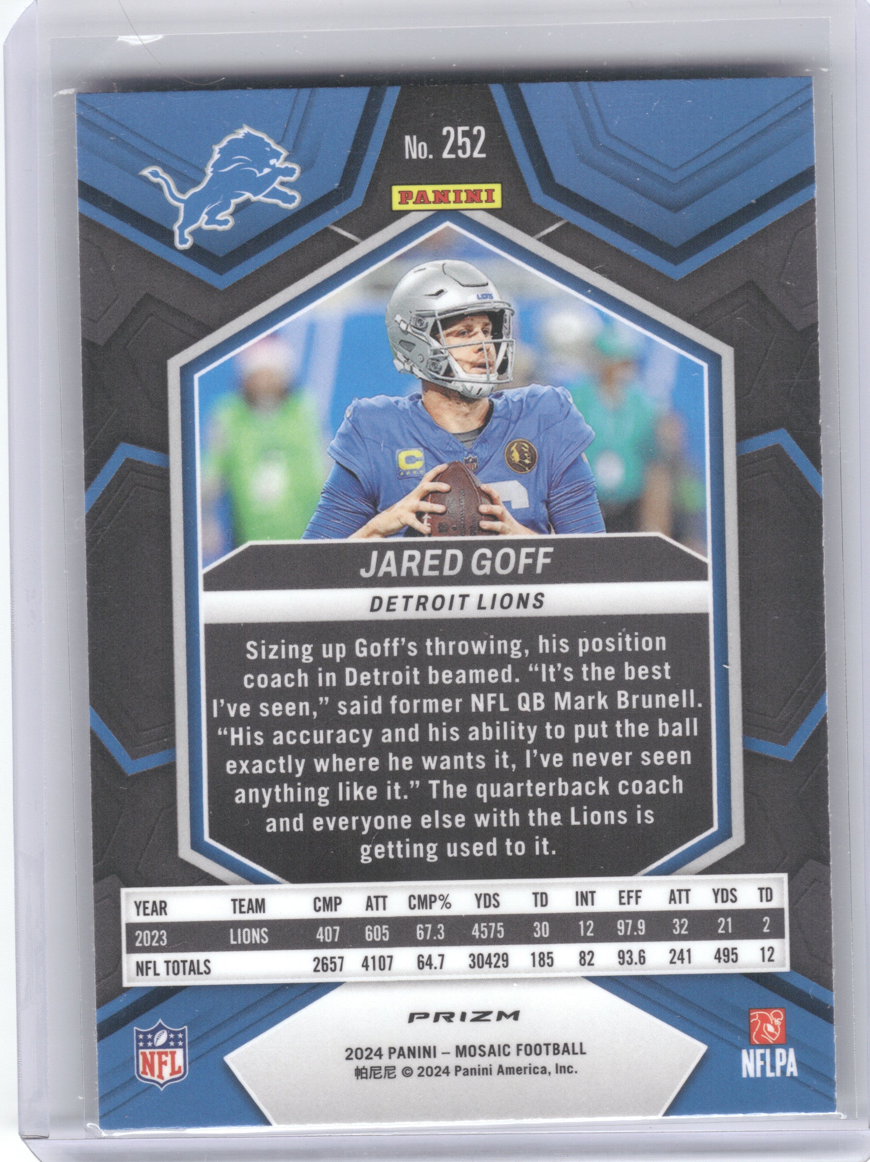 2024 Panini Mosaic #252 Jared Goff Mosaic Green Detroit Lions