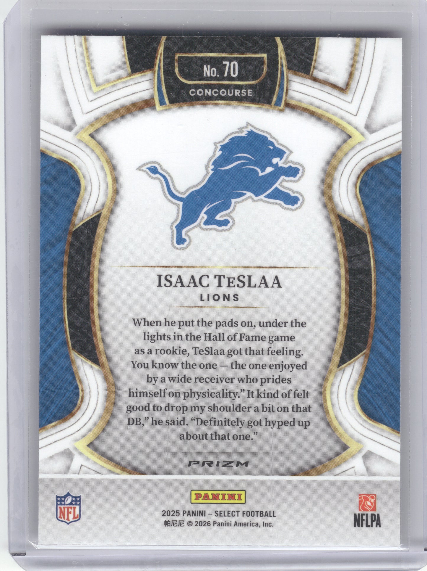 2025 Panini Select #70 Isaac TeSlaa Pink Prizm Shock Detroit Lions RC