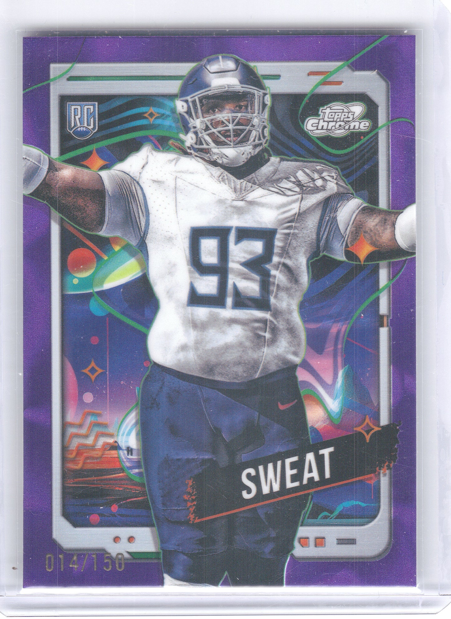 2024 Topps Chrome Cosmic #192 T'Vondre Sweat Purple Nebula Refractors #/150 Tennessee Titans SN