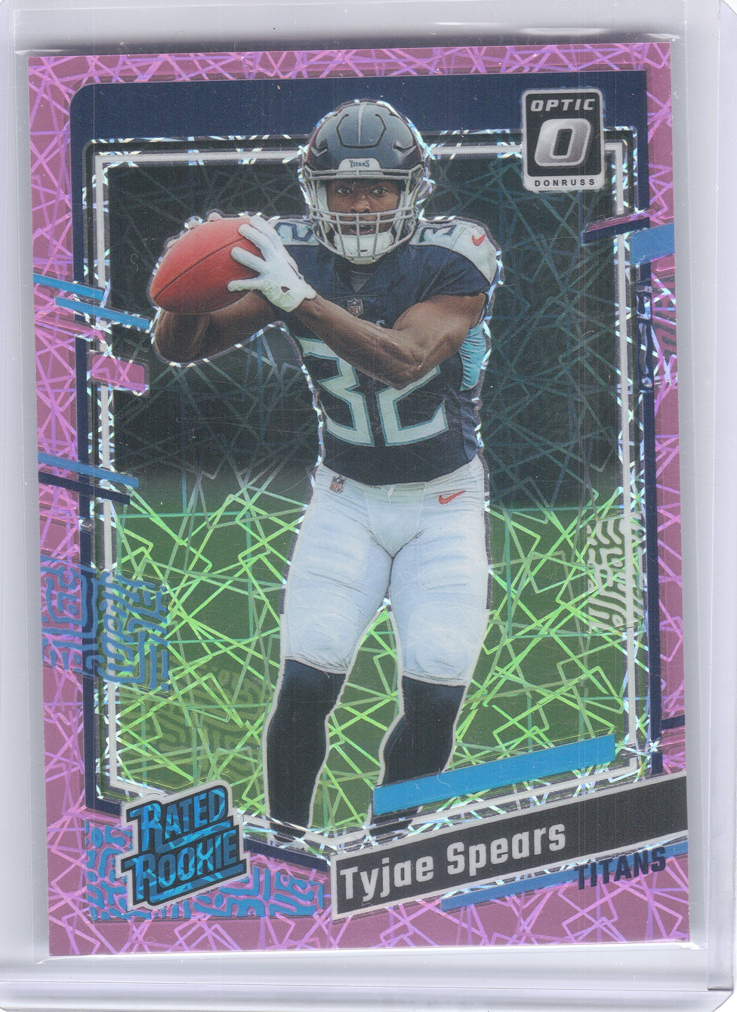 2023 Donruss Optic #297 Tyjae Spears Pink Velocity #/79 Tennessee Titans SN,RC