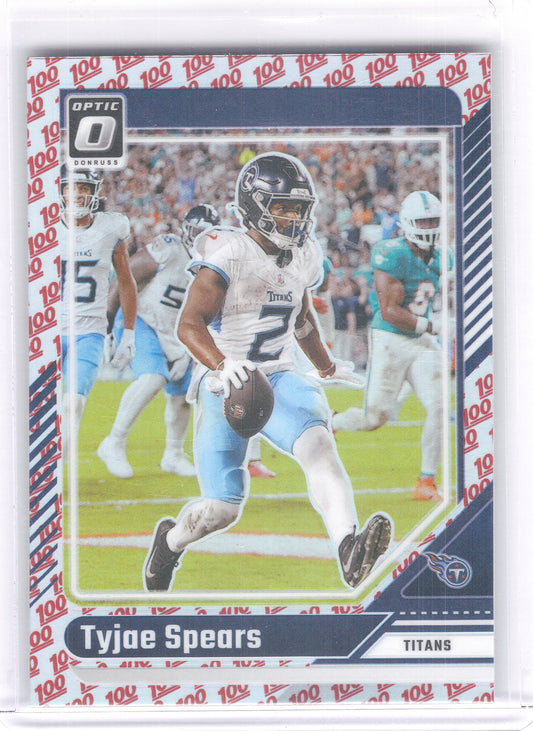 2024 Donruss Optic #191 Tyjae Spears One Hundred Tennessee Titans