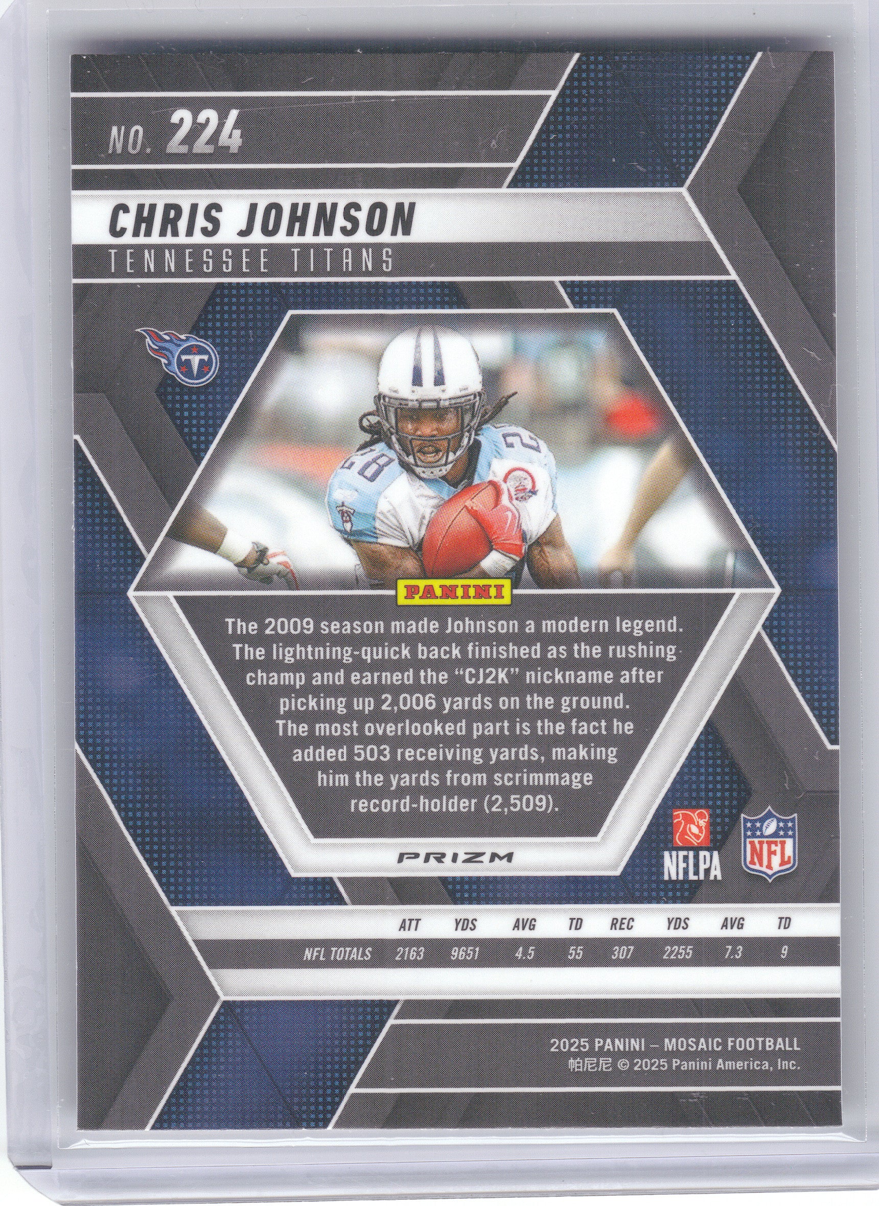 2025 Panini Mosaic #224 Chris Johnson Silver Tennessee Titans