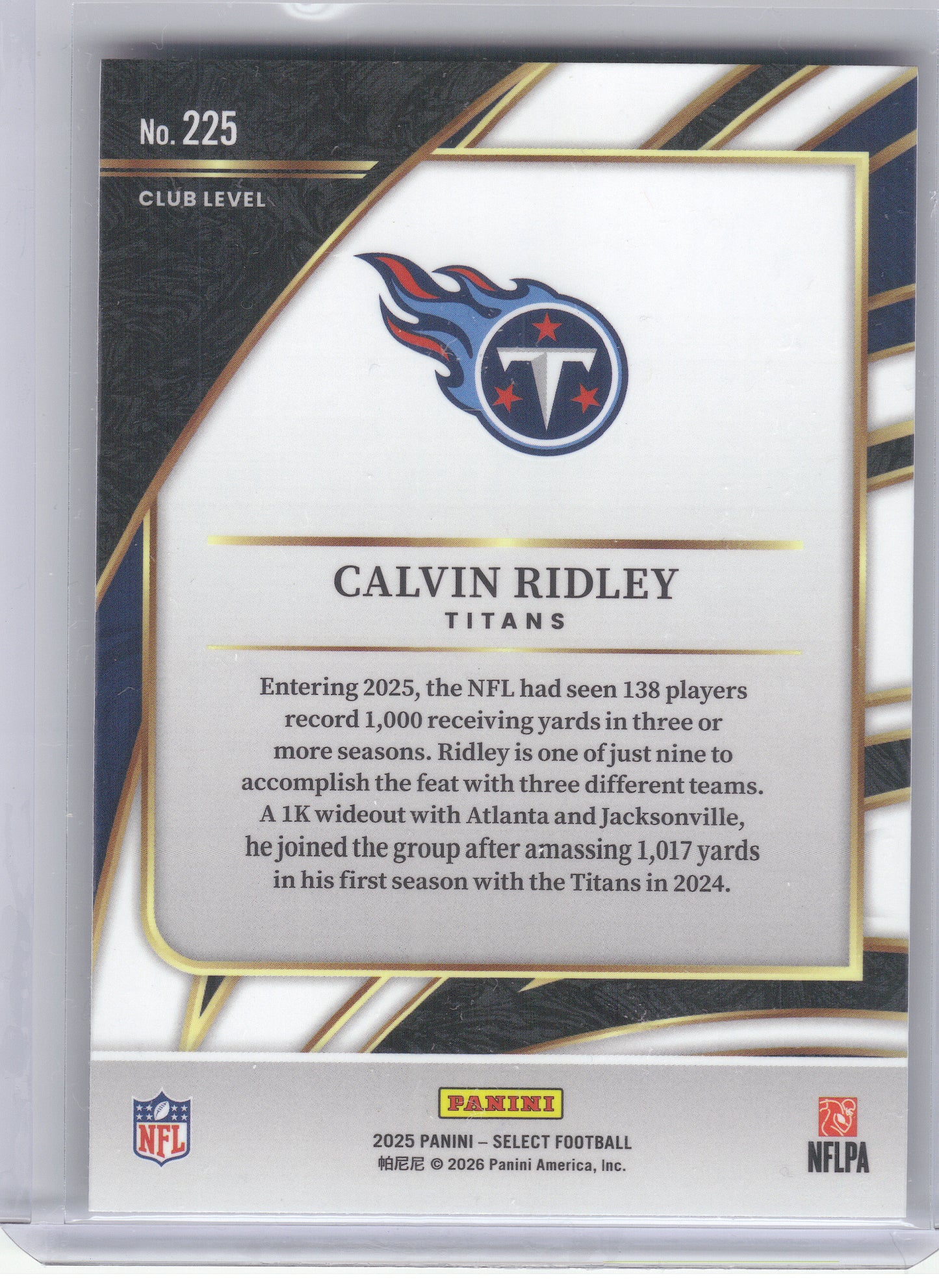 2025 Panini Select #225 Calvin Ridley Tennessee Titans
