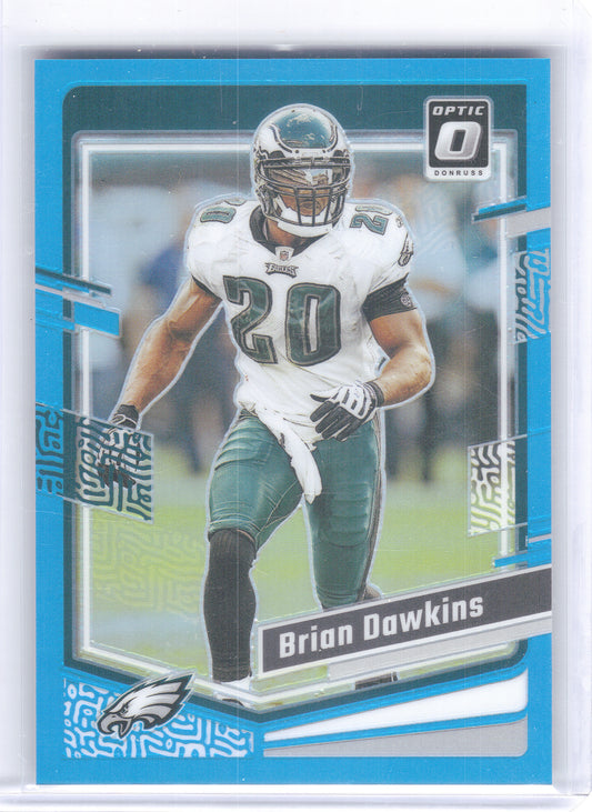 2023 Donruss Optic #154 Brian Dawkins Aqua #/299 Philadelphia Eagles SN