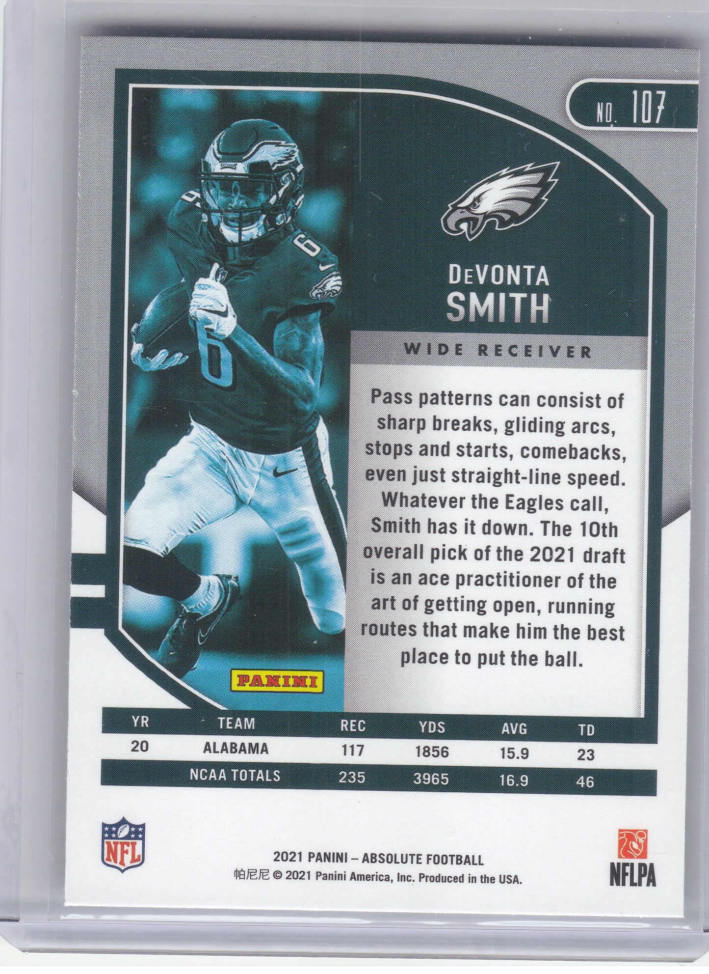 2021 Panini Absolute #107 DeVonta Smith Green Philadelphia Eagles