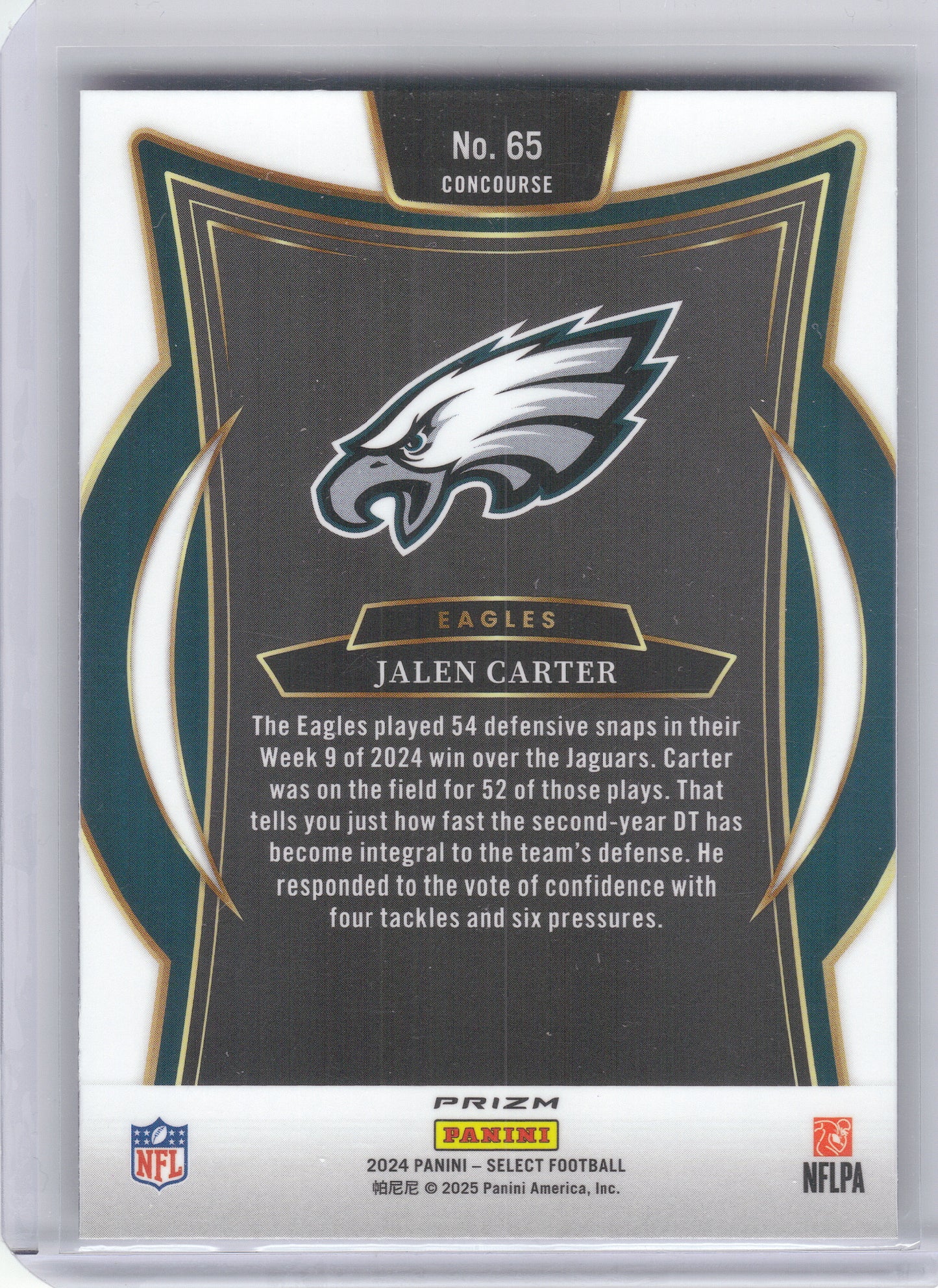 2024 Panini Select #65 Jalen Carter Silver Prizm Philadelphia Eagles