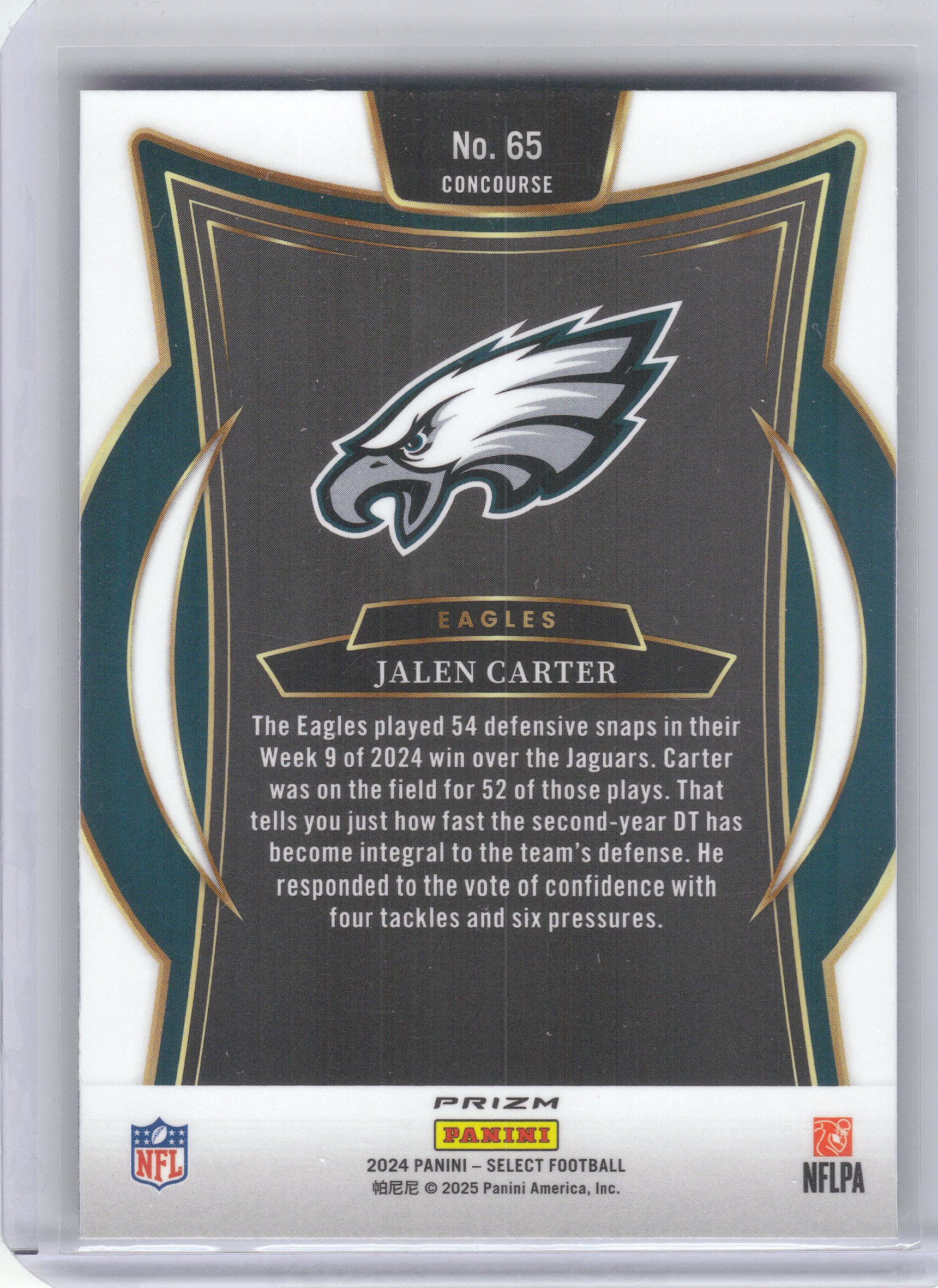 2024 Panini Select #65 Jalen Carter Silver Prizm Philadelphia Eagles