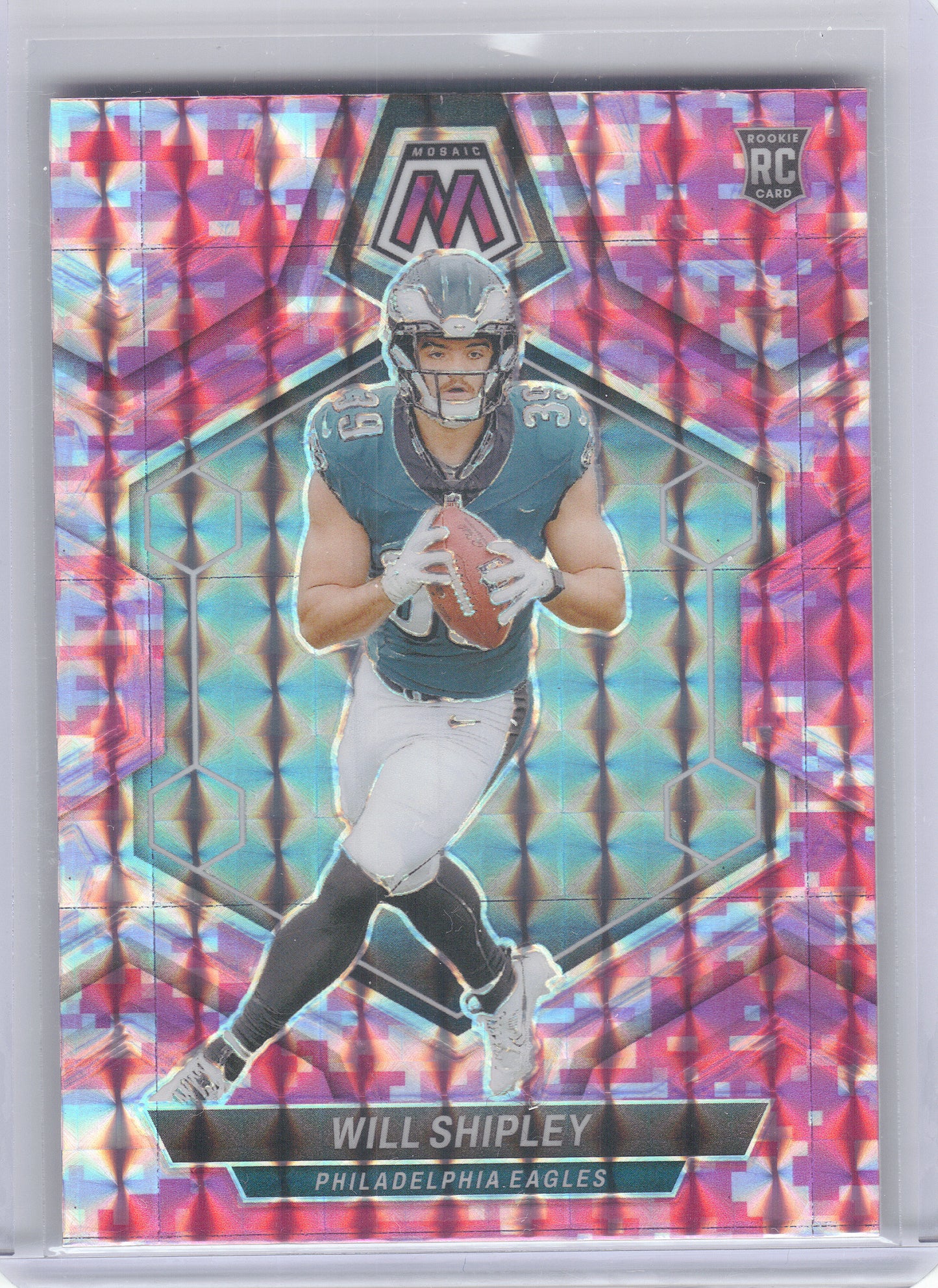 2024 Panini Mosaic #386 Will Shipley Mosaic Camo Pink Philadelphia Eagles