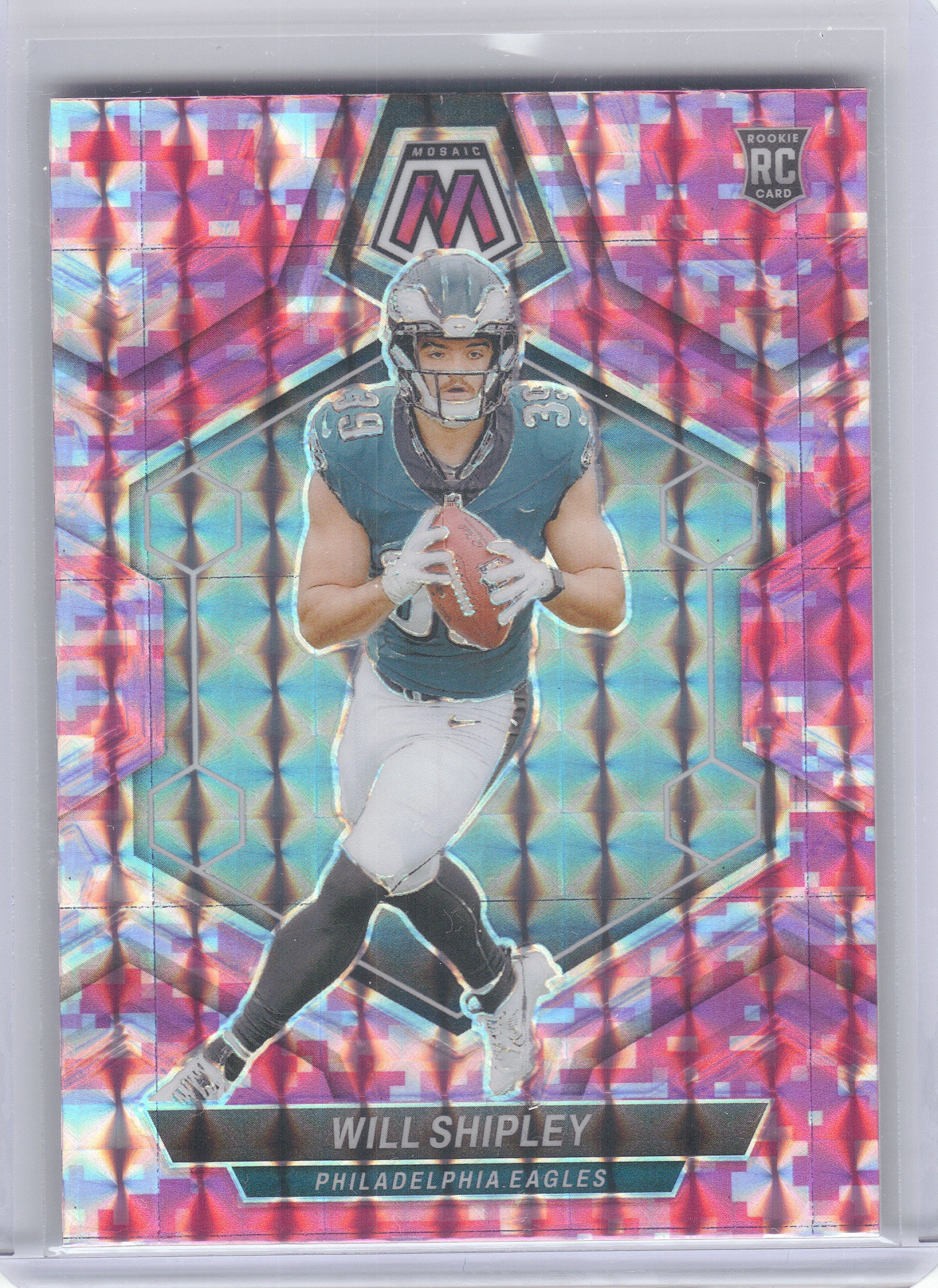 2024 Panini Mosaic #386 Will Shipley Mosaic Camo Pink Philadelphia Eagles
