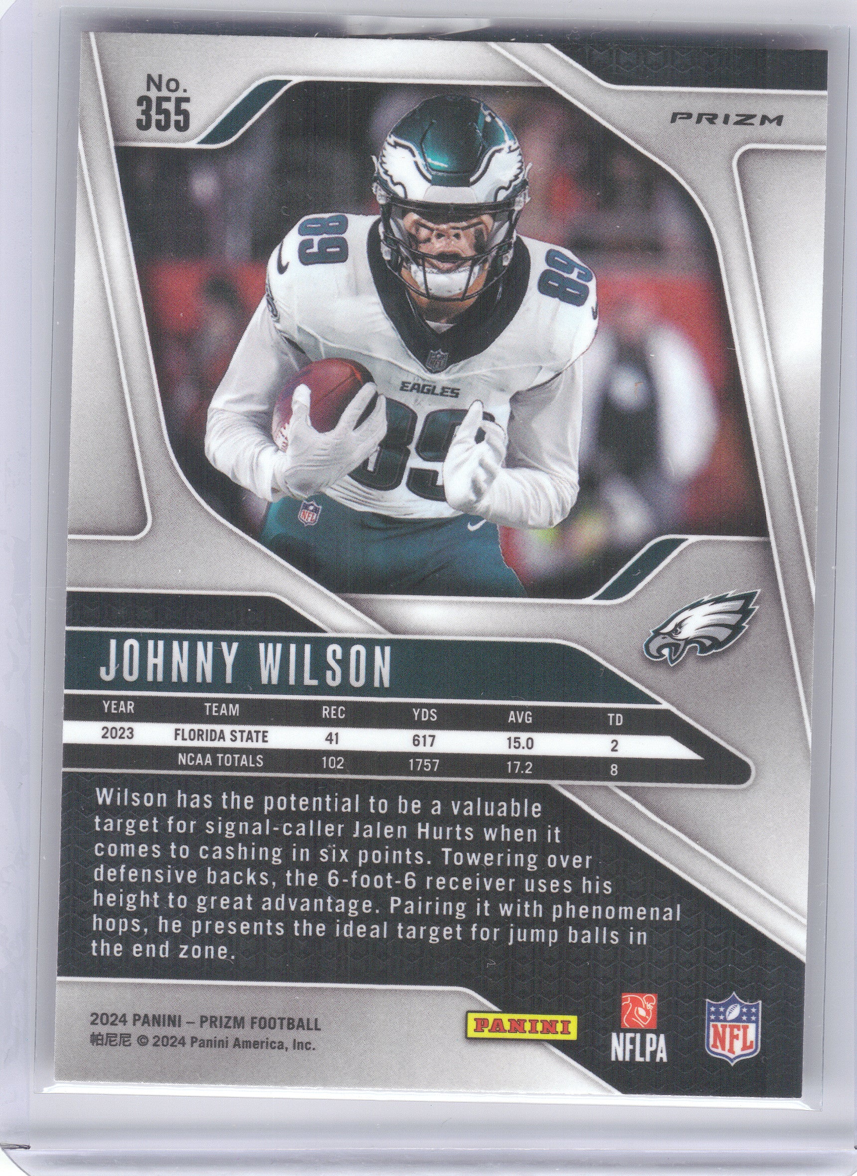 2024 Panini Prizm #355 Johnny Wilson Orange Disco Prizm Philadelphia Eagles RC