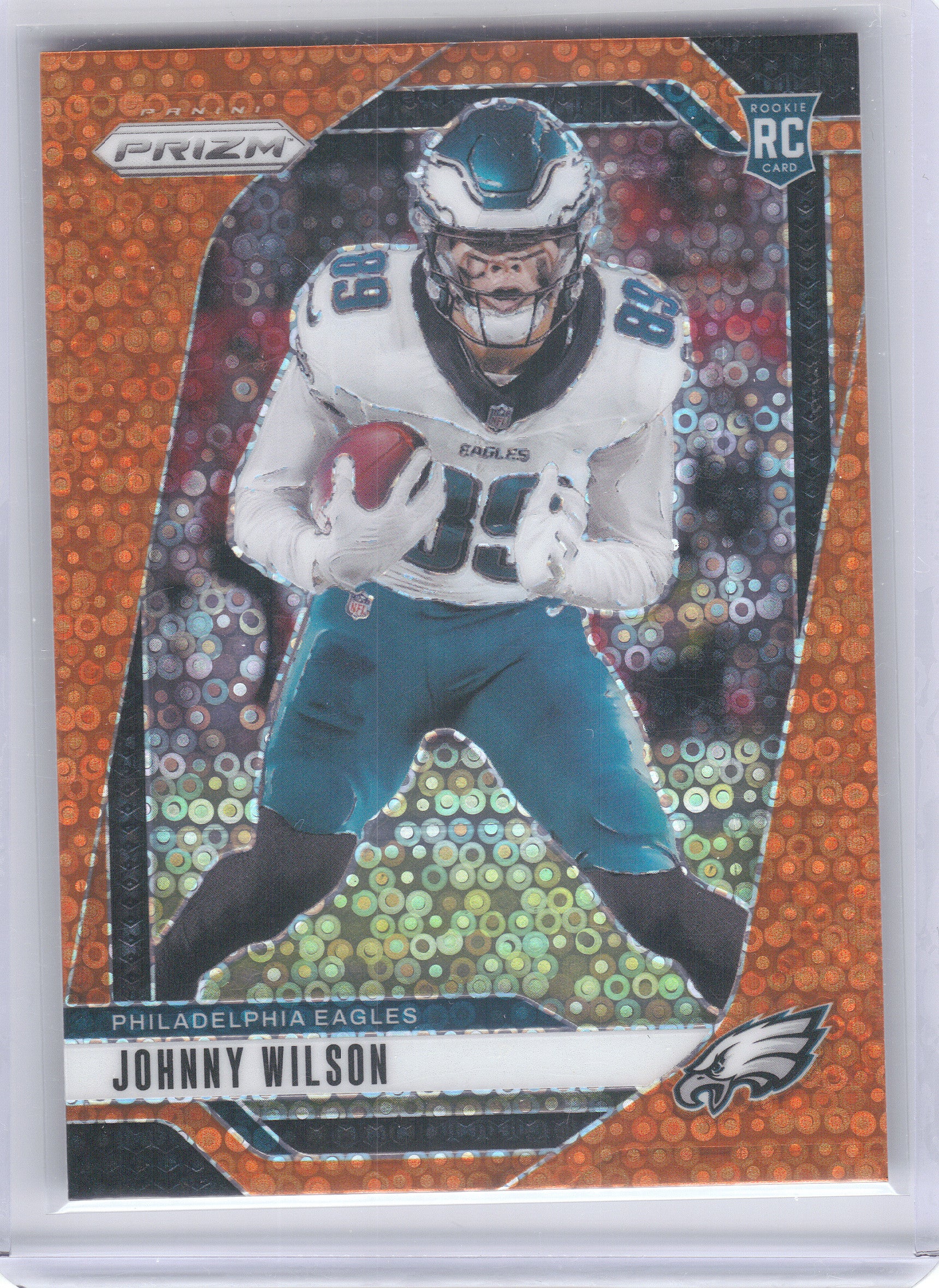 2024 Panini Prizm #355 Johnny Wilson Orange Disco Prizm Philadelphia Eagles RC