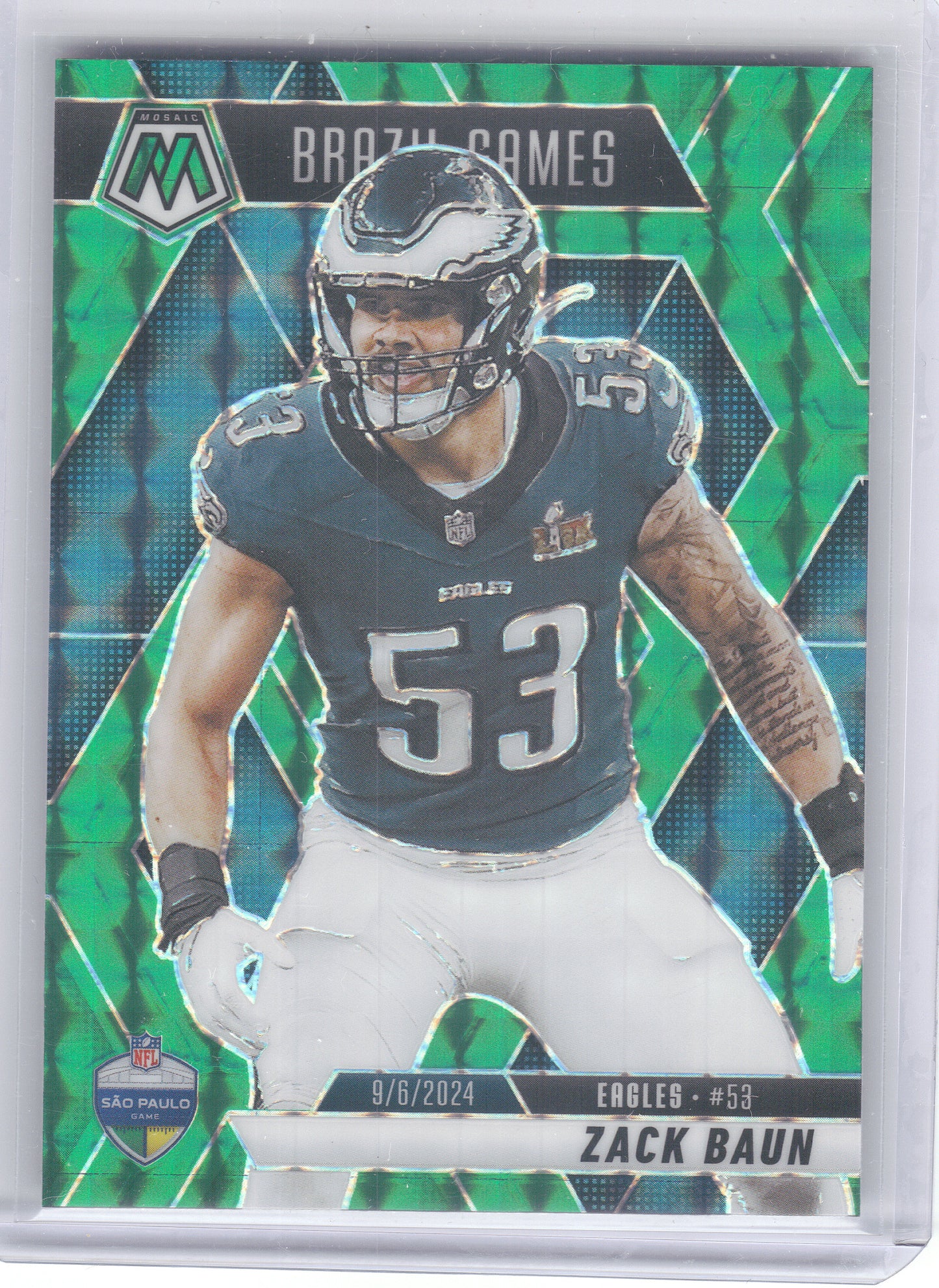 2025 Panini Mosaic #268 Zack Baun Mosaic Green Philadelphia Eagles