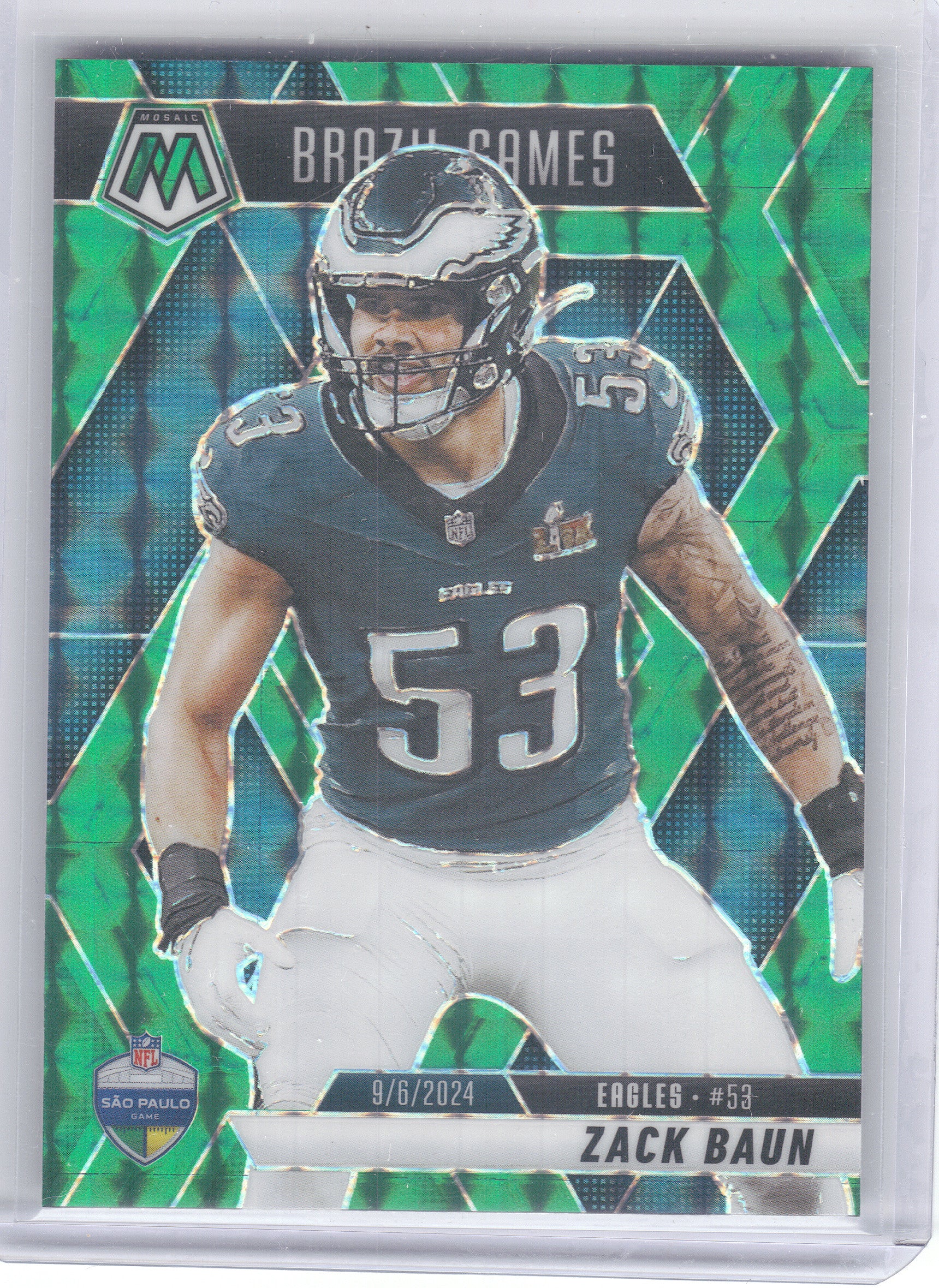 2025 Panini Mosaic #268 Zack Baun Mosaic Green Philadelphia Eagles
