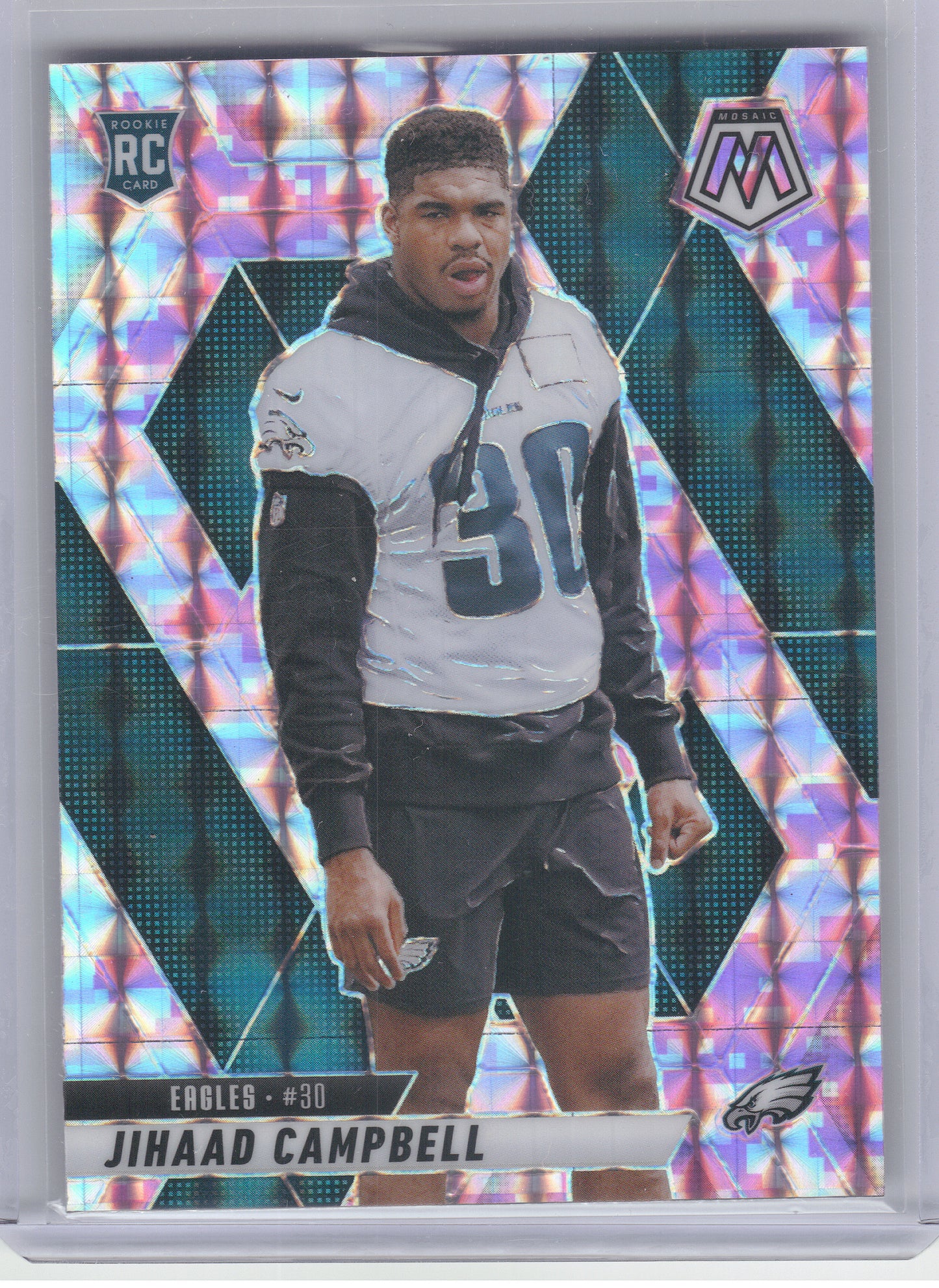 2025 Panini Mosaic #341 Jihaad Campbell Mosaic Reactive Purple Philadelphia Eagles RC