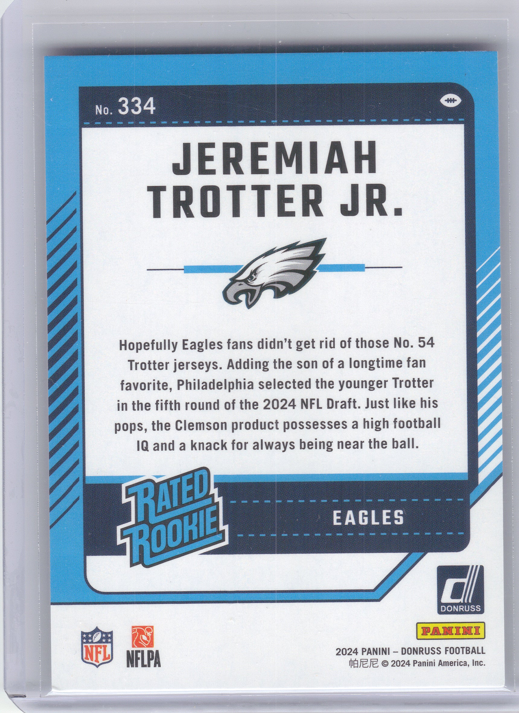 2024 Donruss #334 Jeremiah Trotter Jr. Philadelphia Eagles RC