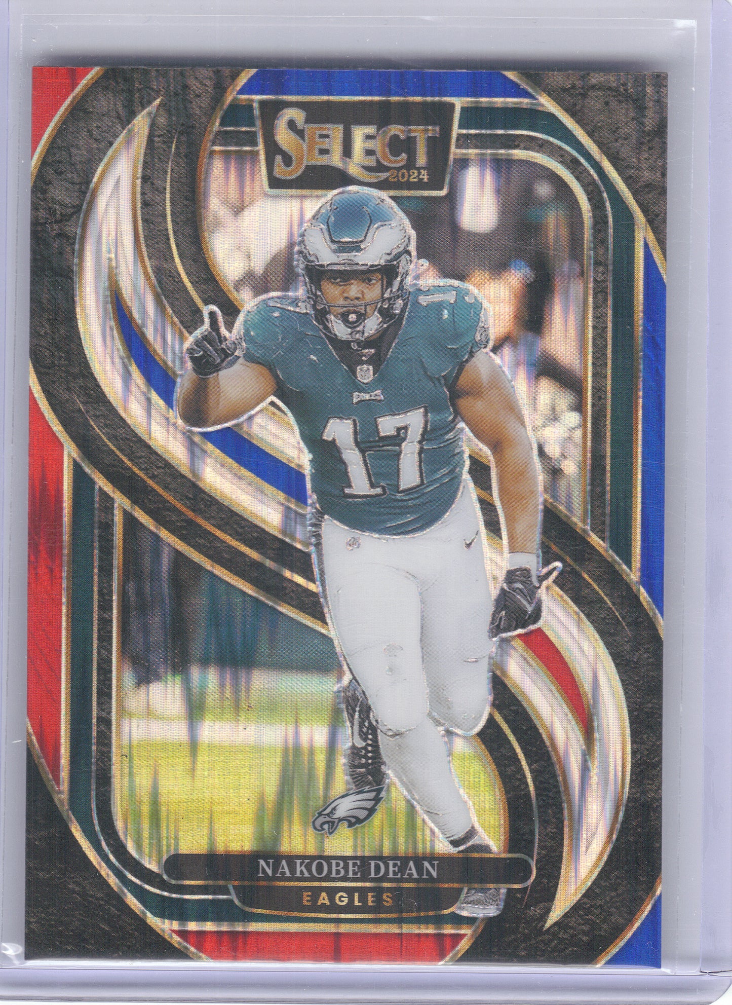 2024 Panini Select #185 Nakobe Dean Red & Blue Prizm Shock Philadelphia Eagles