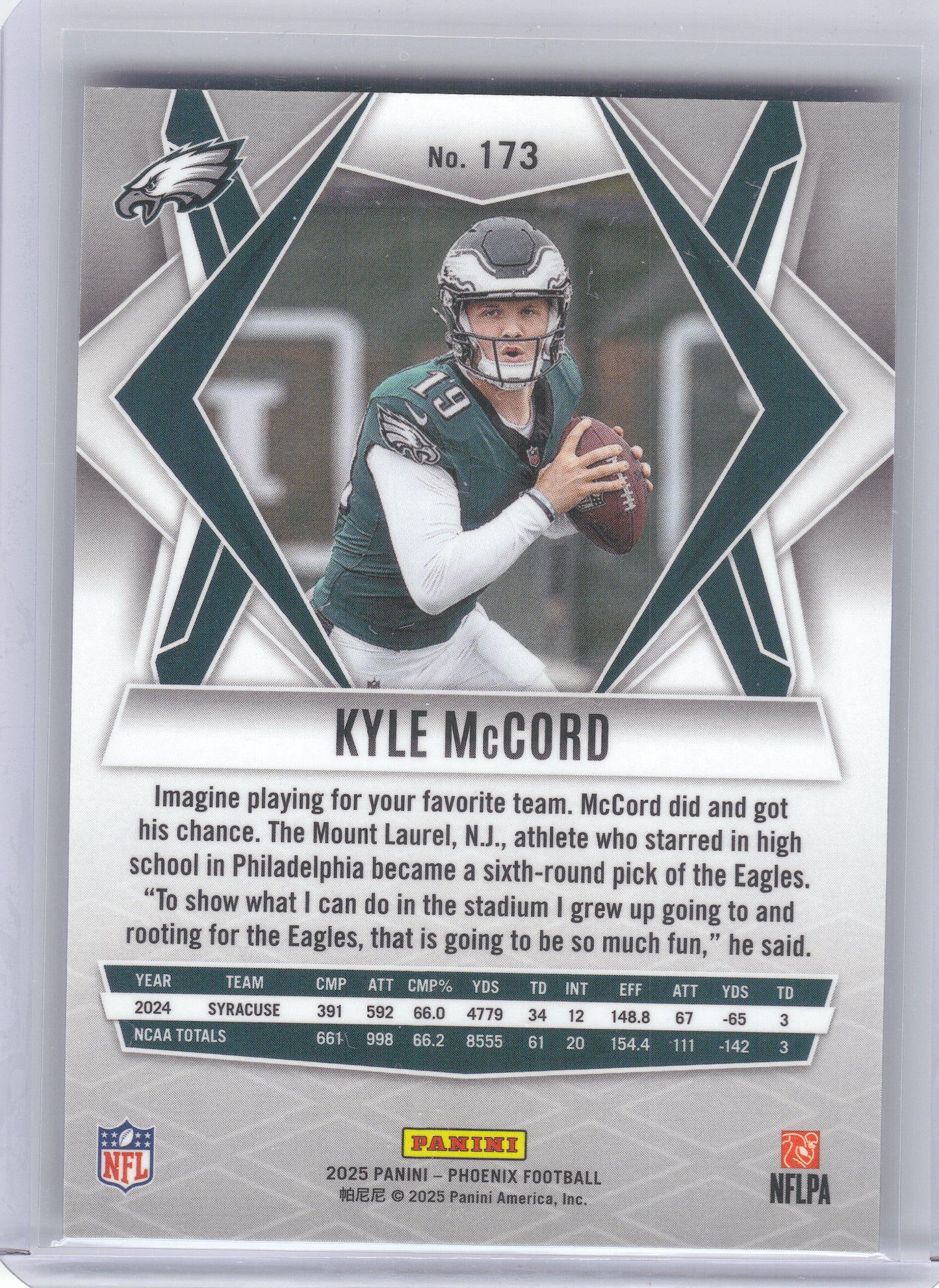2025 Panini Phoenix #173 Kyle McCord Philadelphia Eagles RC