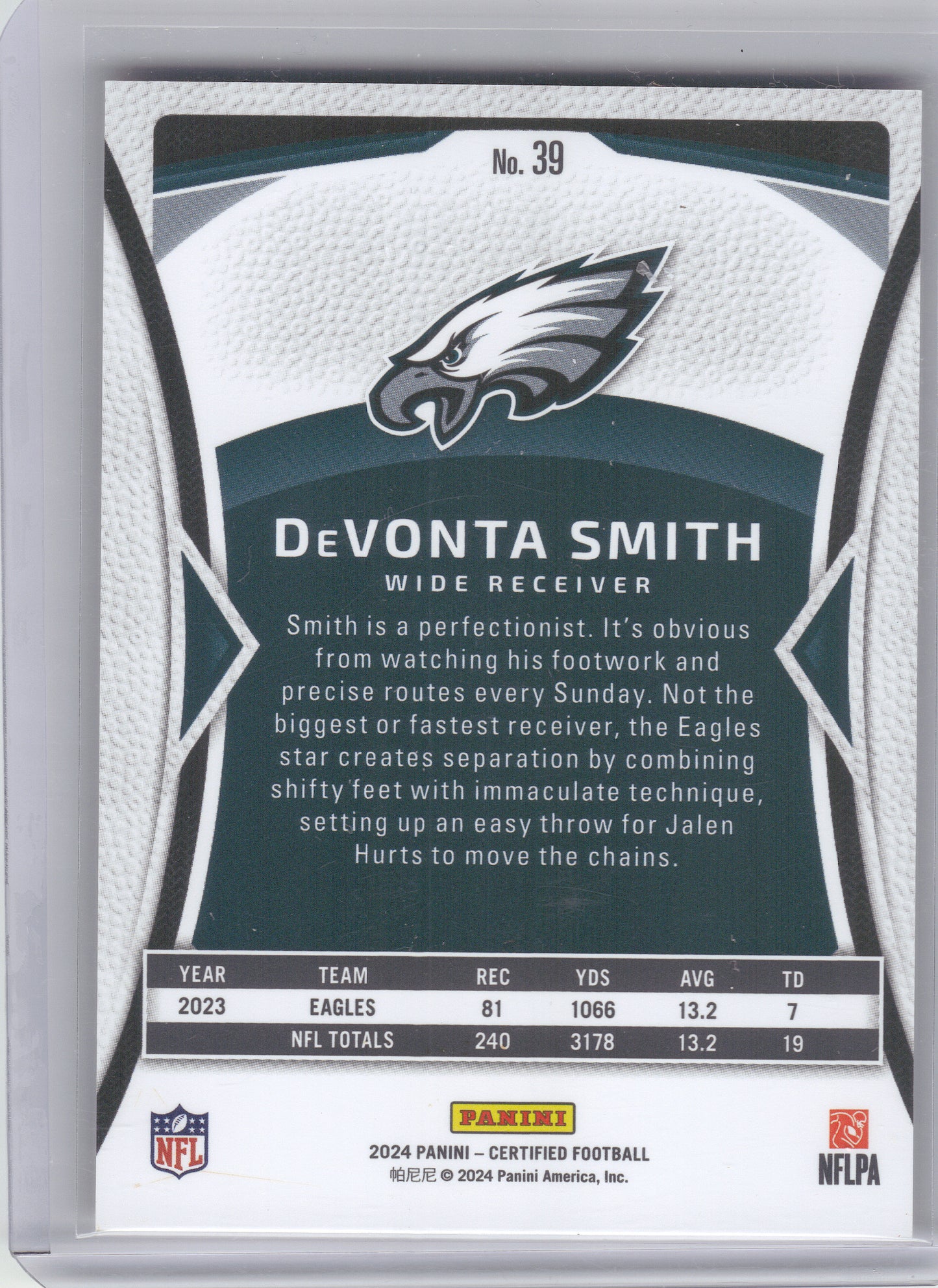 2024 Panini Certified #39 DeVonta Smith Mirror Orange #/150 Philadelphia Eagles SN