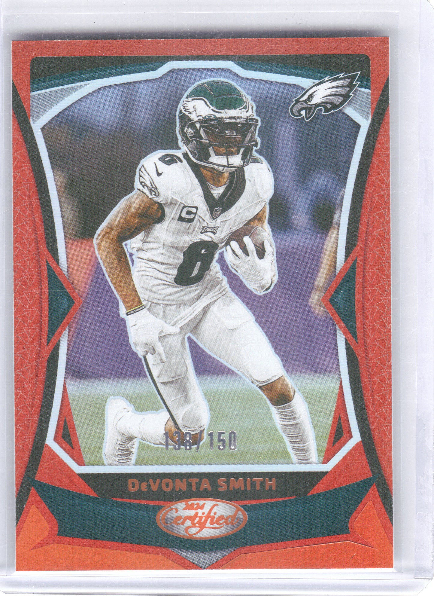 2024 Panini Certified #39 DeVonta Smith Mirror Orange #/150 Philadelphia Eagles SN