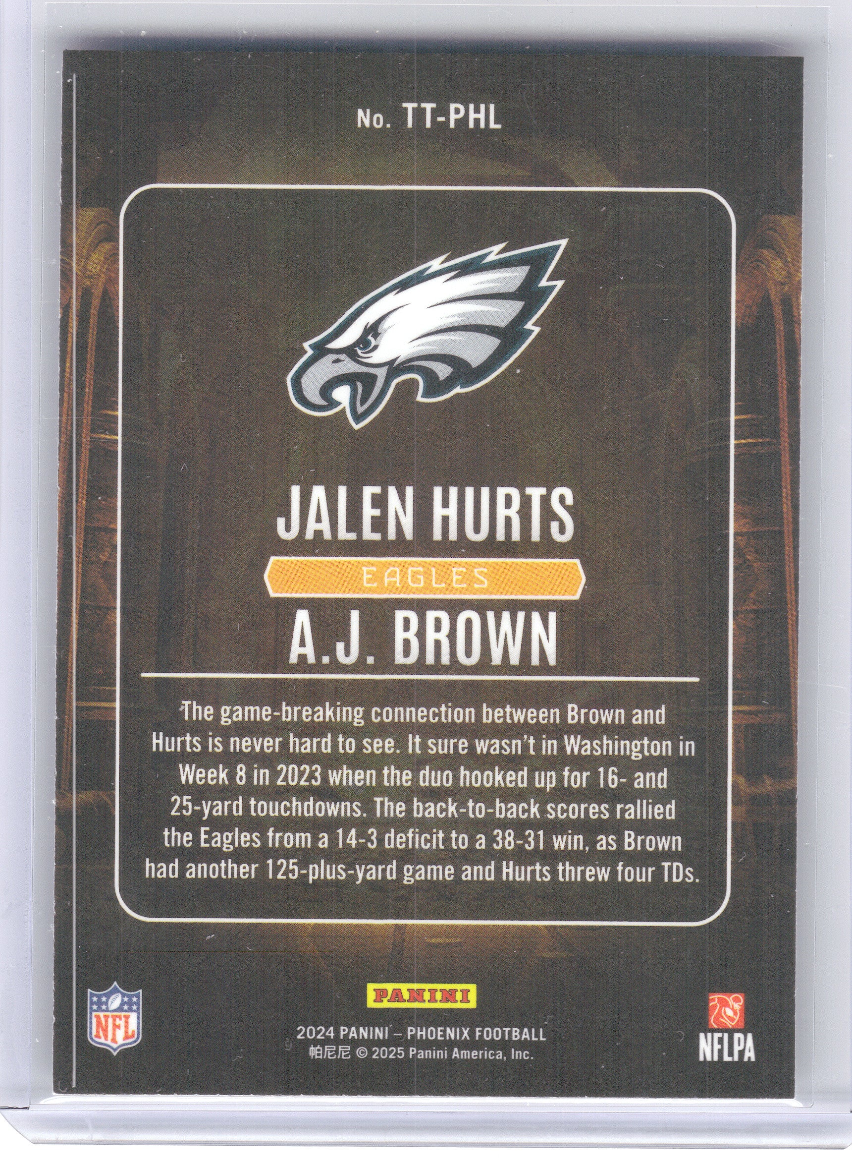 2024 Panini Phoenix #TT-PHL A.J. Brown / Jalen Hurts Treasured Tandems Philadelphia Eagles