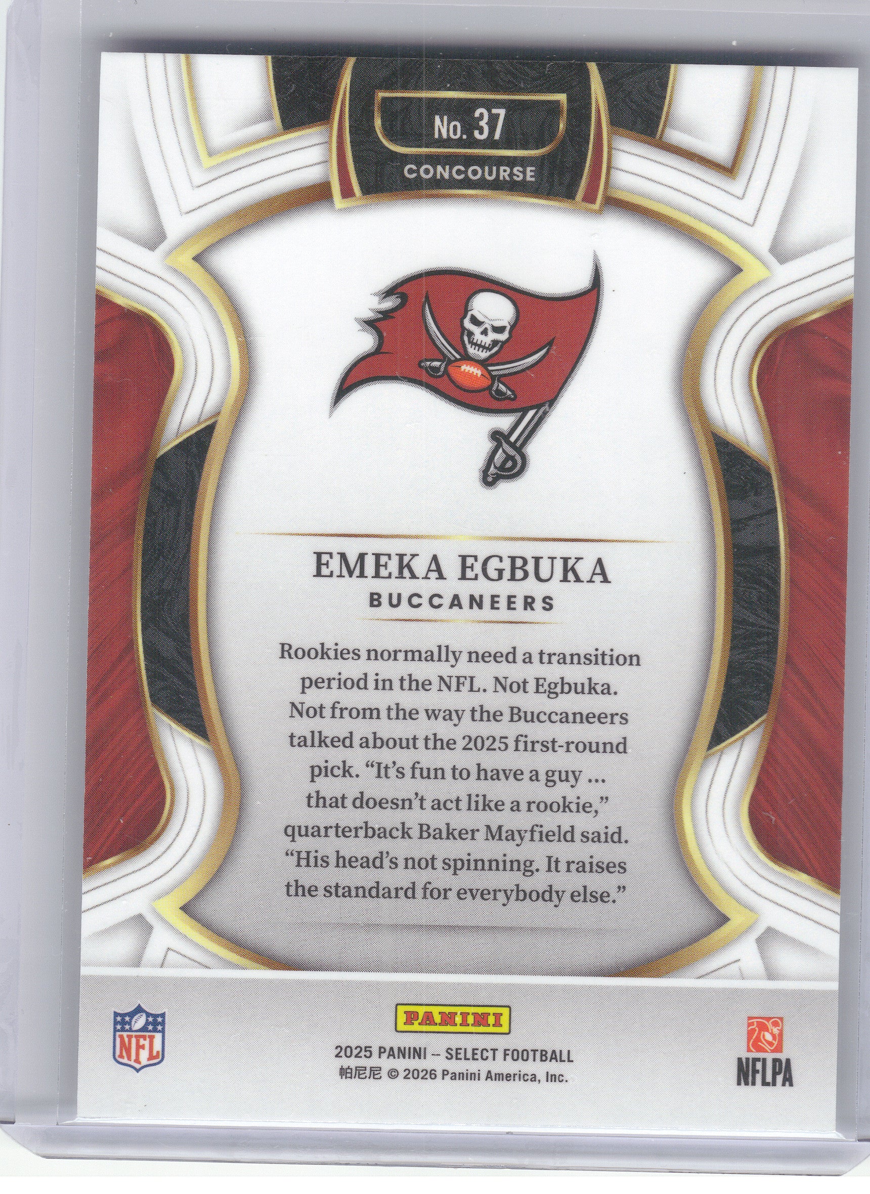 2025 Panini Select #37 Emeka Egbuka Tampa Bay Buccaneers