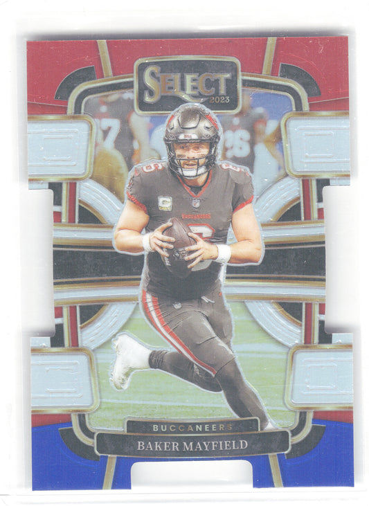 2023 Panini Select #92 Baker Mayfield Red and Blue Prizms Die Cuts Tampa Bay Buccaneers