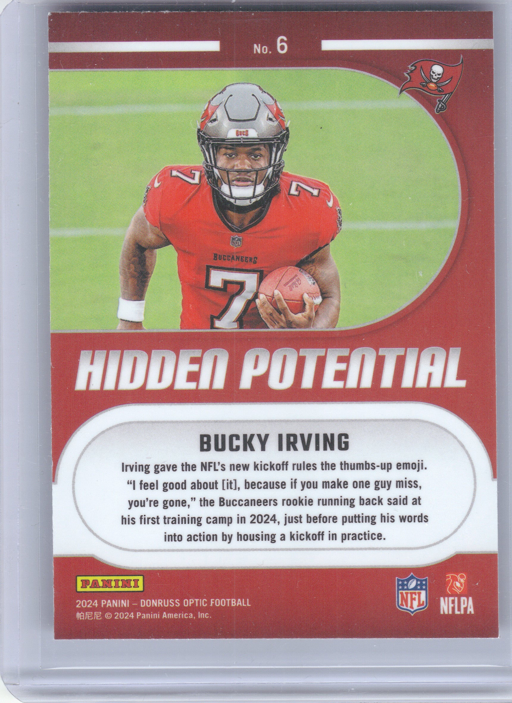 2024 Donruss Optic #6 Bucky Irving Hidden Potential Tampa Bay Buccaneers