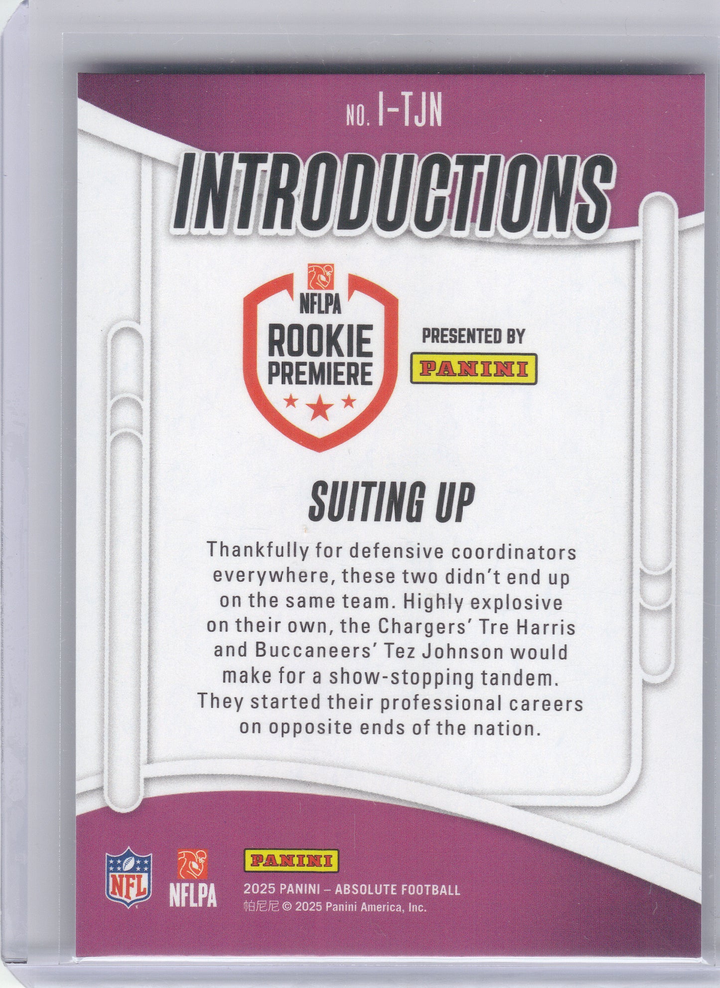 2025 Panini Absolute #I-TJN Suiting Up Introductions