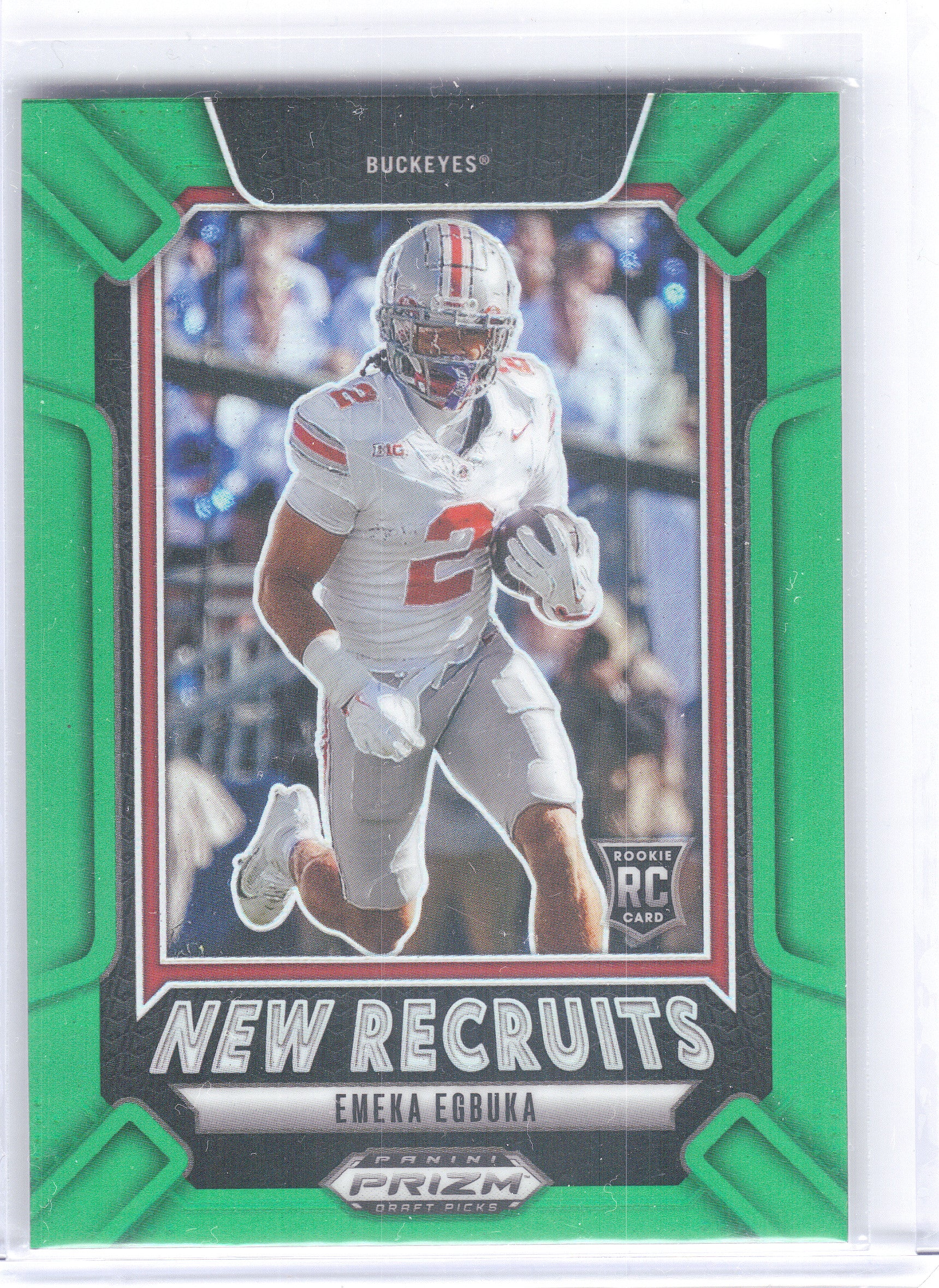 2025 Panini Prizm Draft Picks #12 Emeka Egbuka New Recruits Green Ohio State Buckeyes