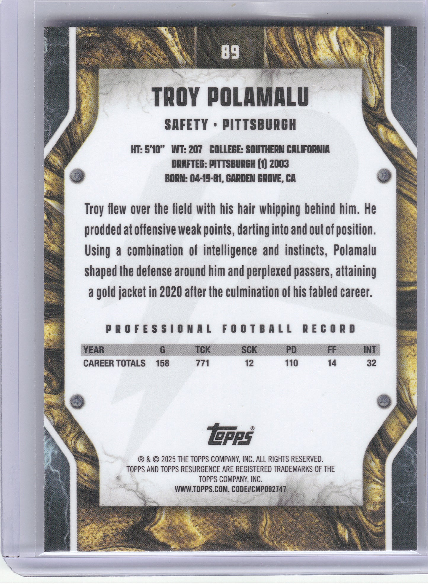 2024 Topps Resurgence #89 Troy Polamalu Refractor Pittsburgh Steelers