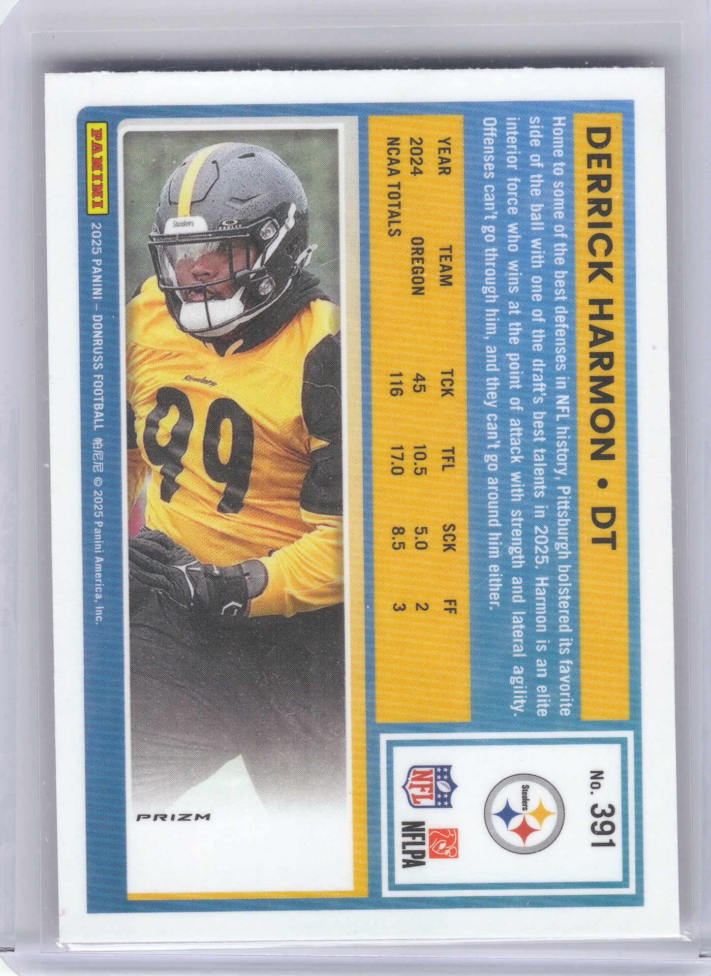 2025 Donruss #391 Derrick Harmon Optic Rated Rookies Preview Pink Pittsburgh Steelers RC