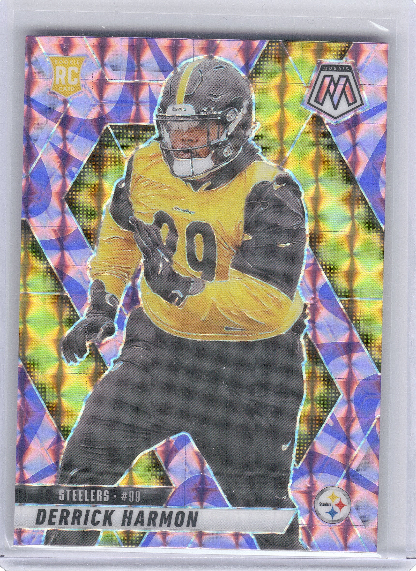 2025 Panini Mosaic #327 Derrick Harmon Mosaic Reactive Purple Pittsburgh Steelers RC