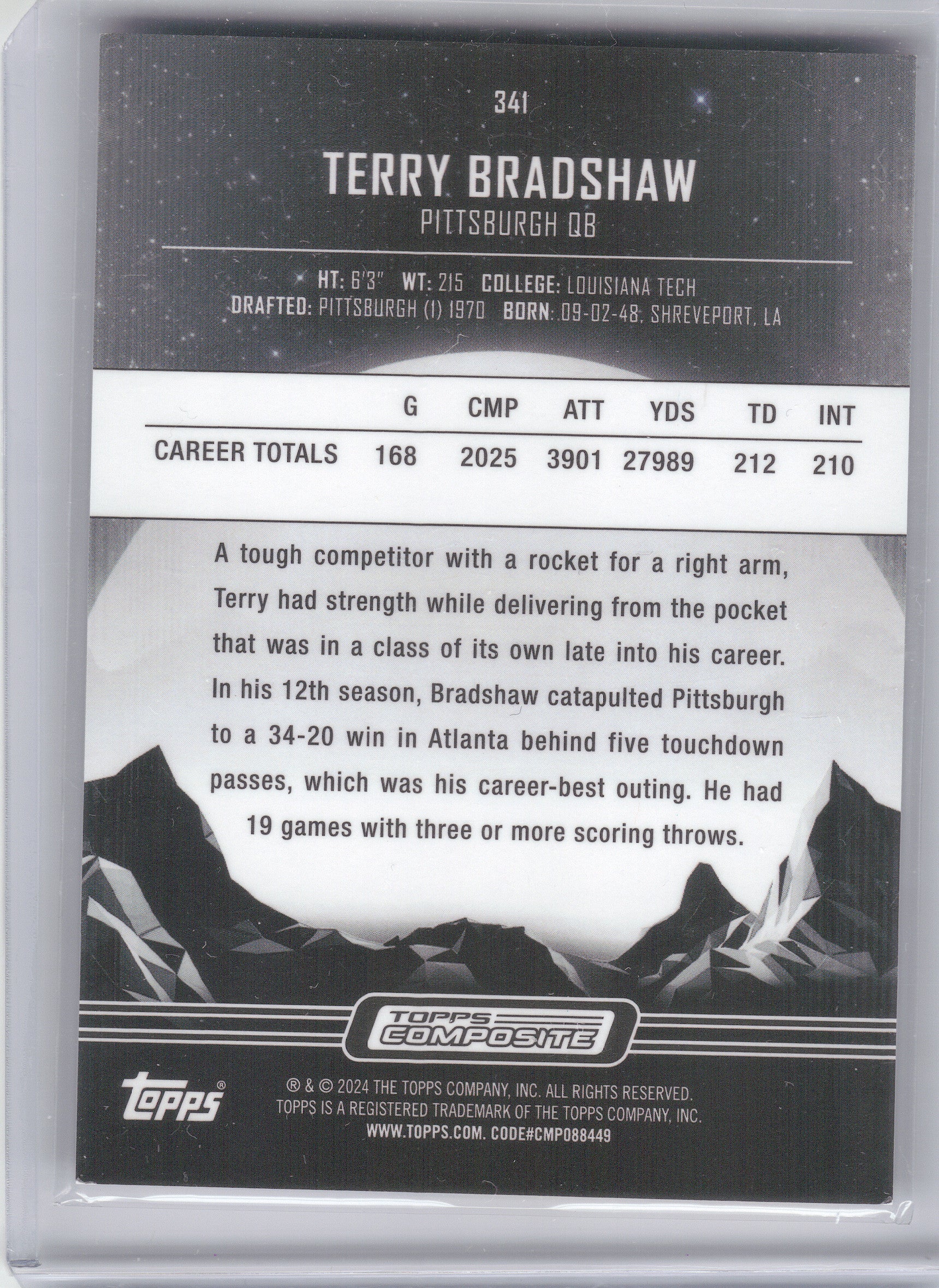 2023 Topps Composite #341 Terry Bradshaw Pittsburgh Steelers