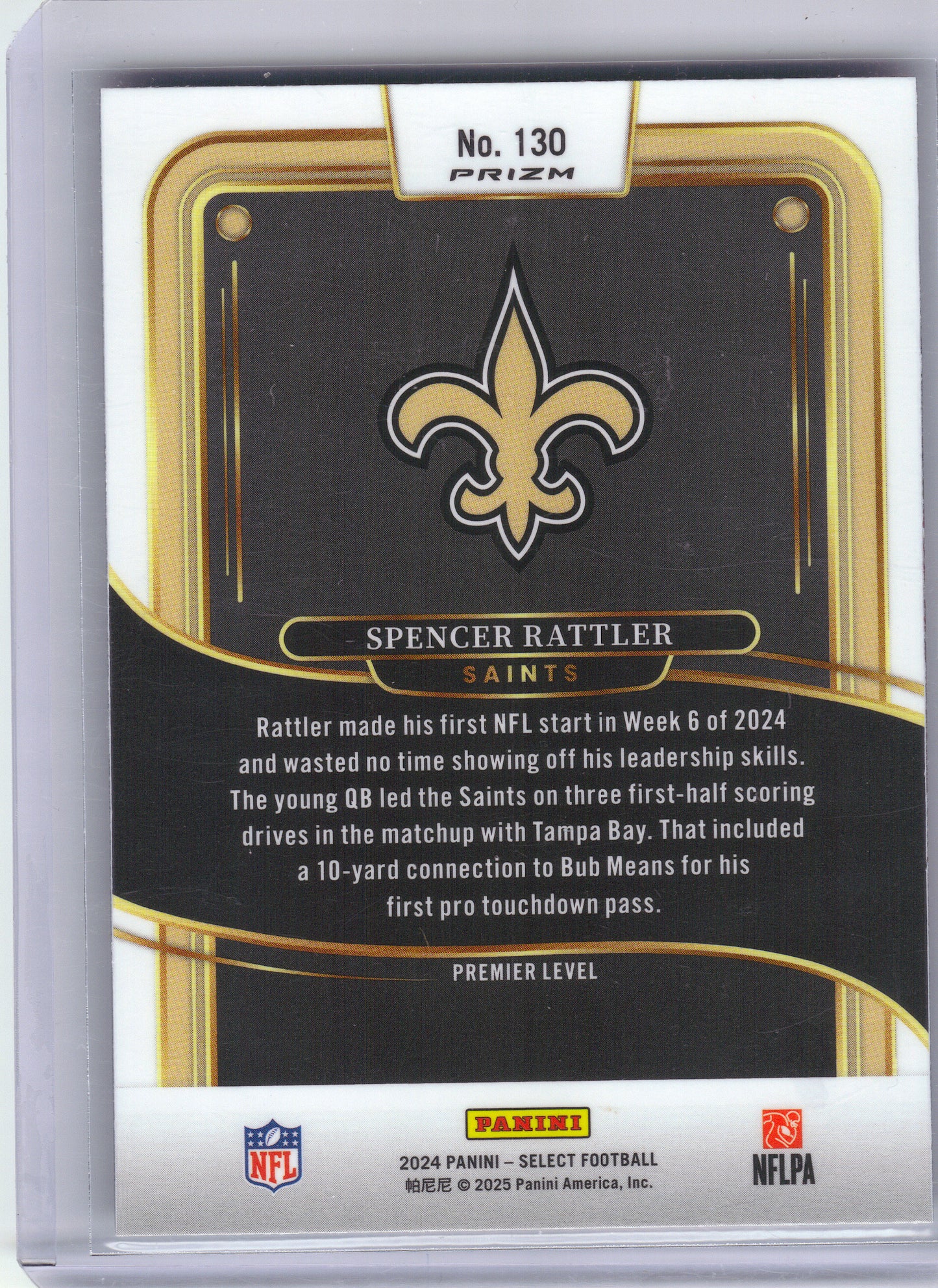 2024 Panini Select #130 Spencer Rattler Black & Green Prizm Shock New Orleans Saints RC
