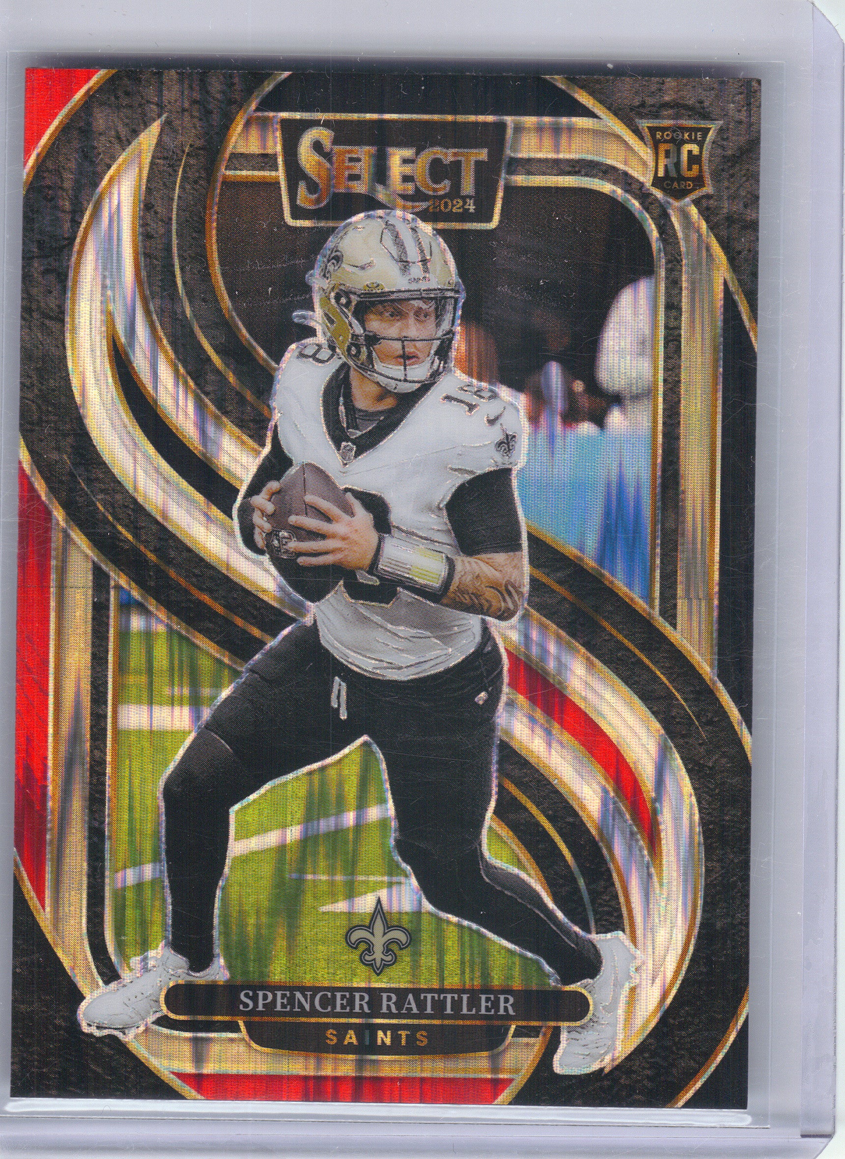 2024 Panini Select #130 Spencer Rattler Black & Green Prizm Shock New Orleans Saints RC