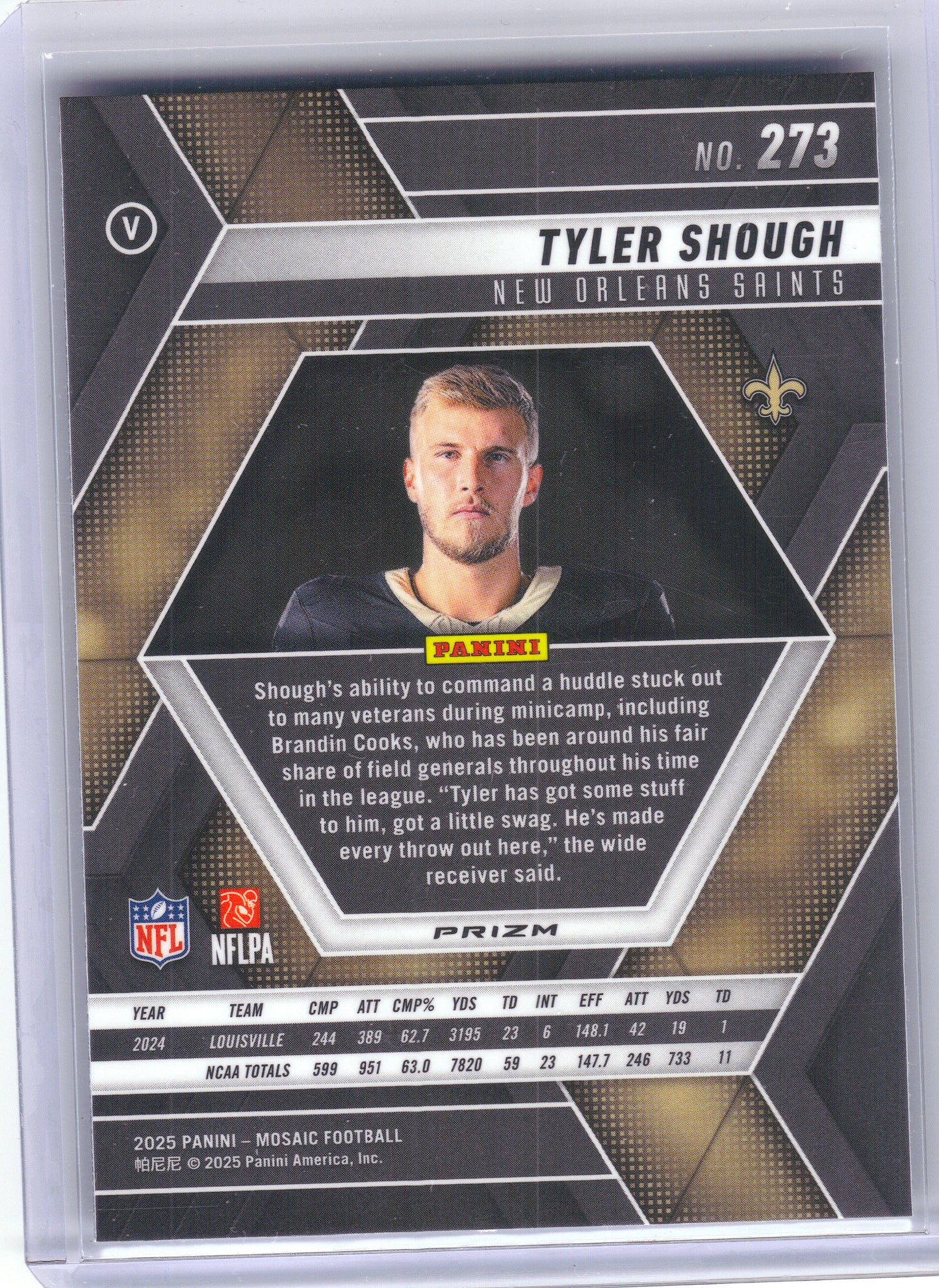 2025 Panini Mosaic #273 Tyler Shough Mosaic Variation New Orleans Saints RC